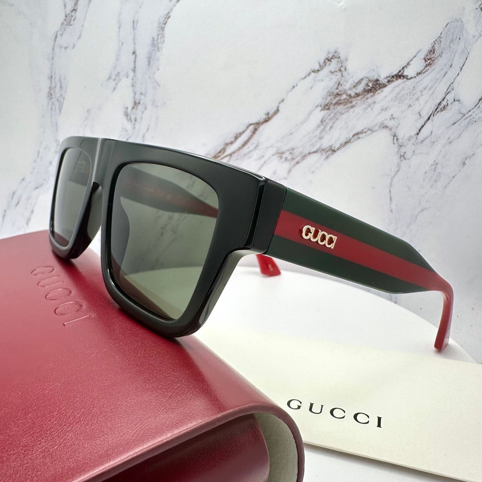 Gucci New GUCCI Sunglasses Black Classic Web Arm Authentic 2025 Size ONE SIZE - 23 Thumbnail