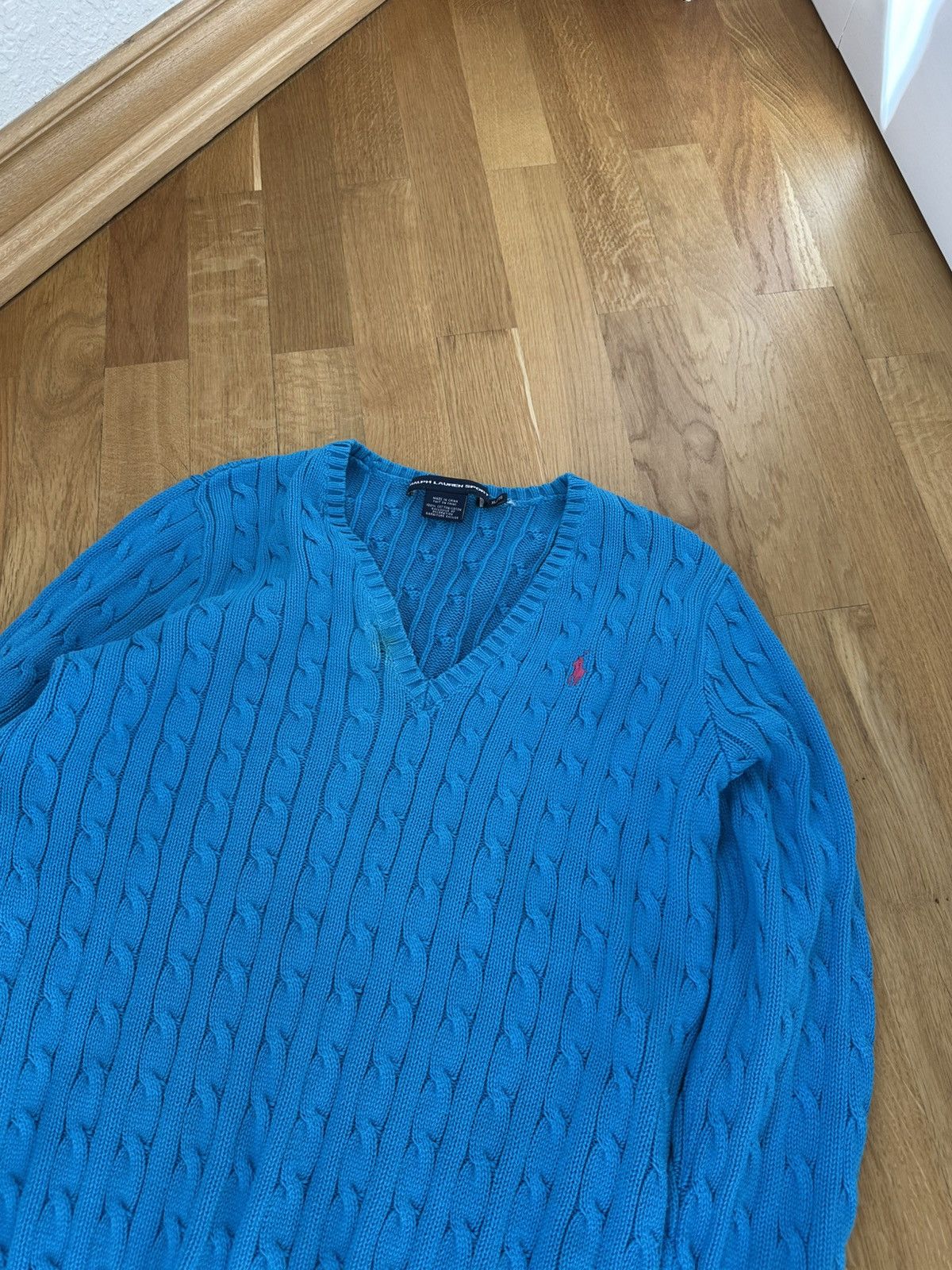 Polo Ralph Lauren Vintage Polo Ralph Lauren Cable Knit Sweater Logo Blue Size XL / US 12-14 / IT 48-50 - 8 Thumbnail