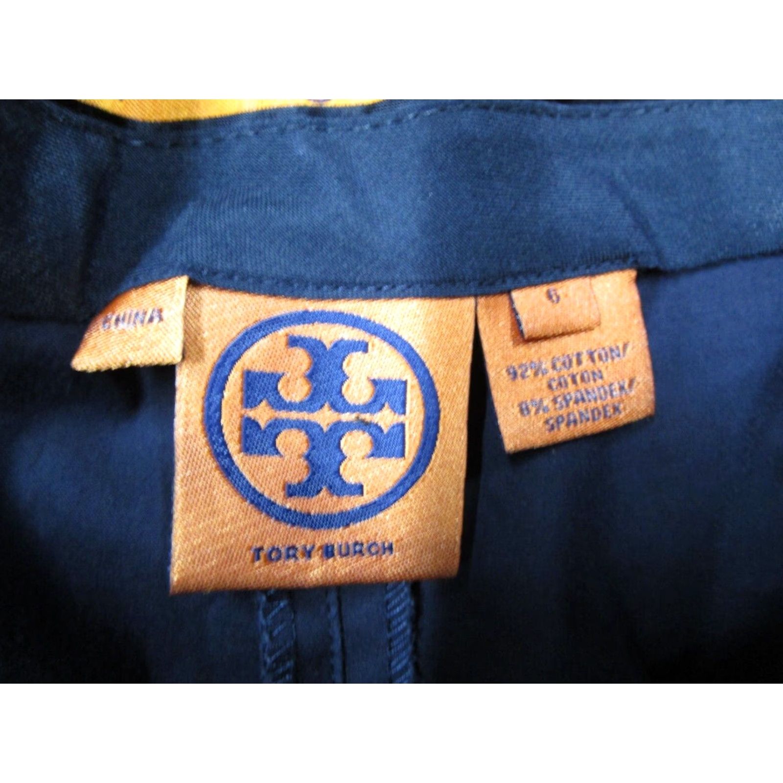 Tory Burch Tory Burch Blue Mid Rise Wide Leg Pants Women's 6 Cotton Blend Machine Washable Size 28" / US 6 / IT 42 - 3 Thumbnail