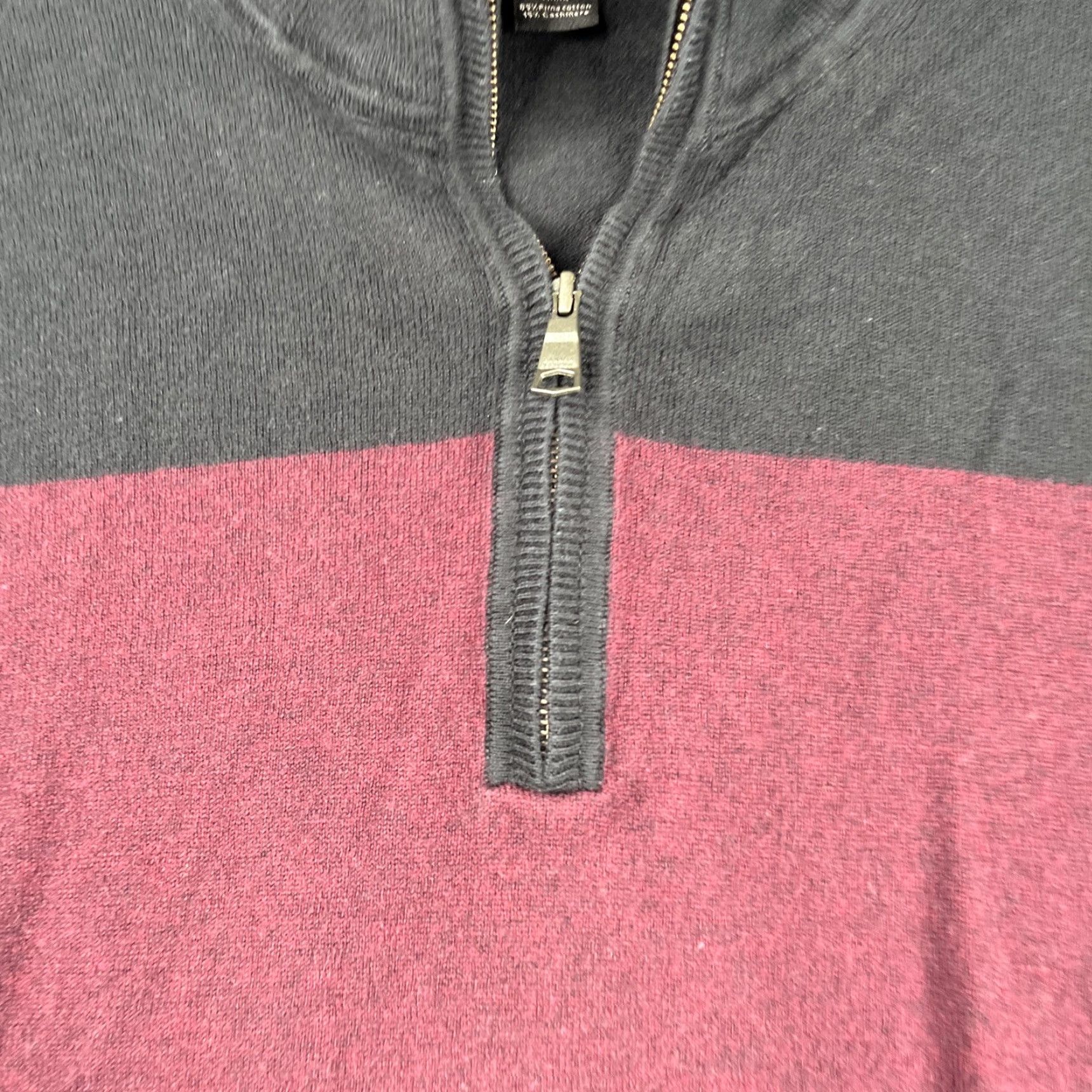 Banana Republic Banana Republic Sweater 1/2 Zip Men M Black Burgundy Stripe Pima Cotton Cashmere Mock Neck Pullover Classic Preppy Size US M / EU 48-50 / 2 - 3 Thumbnail