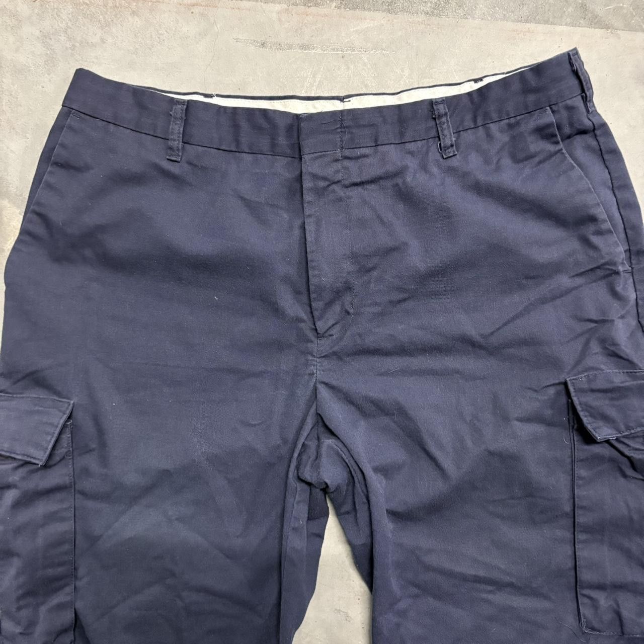 Japanese Brand × Vintage Crazy Vintage Y2K/2000s Baggy Navy Blue Workwear Style Cargo Pants! Size US 38 / EU 54 - 4 Thumbnail