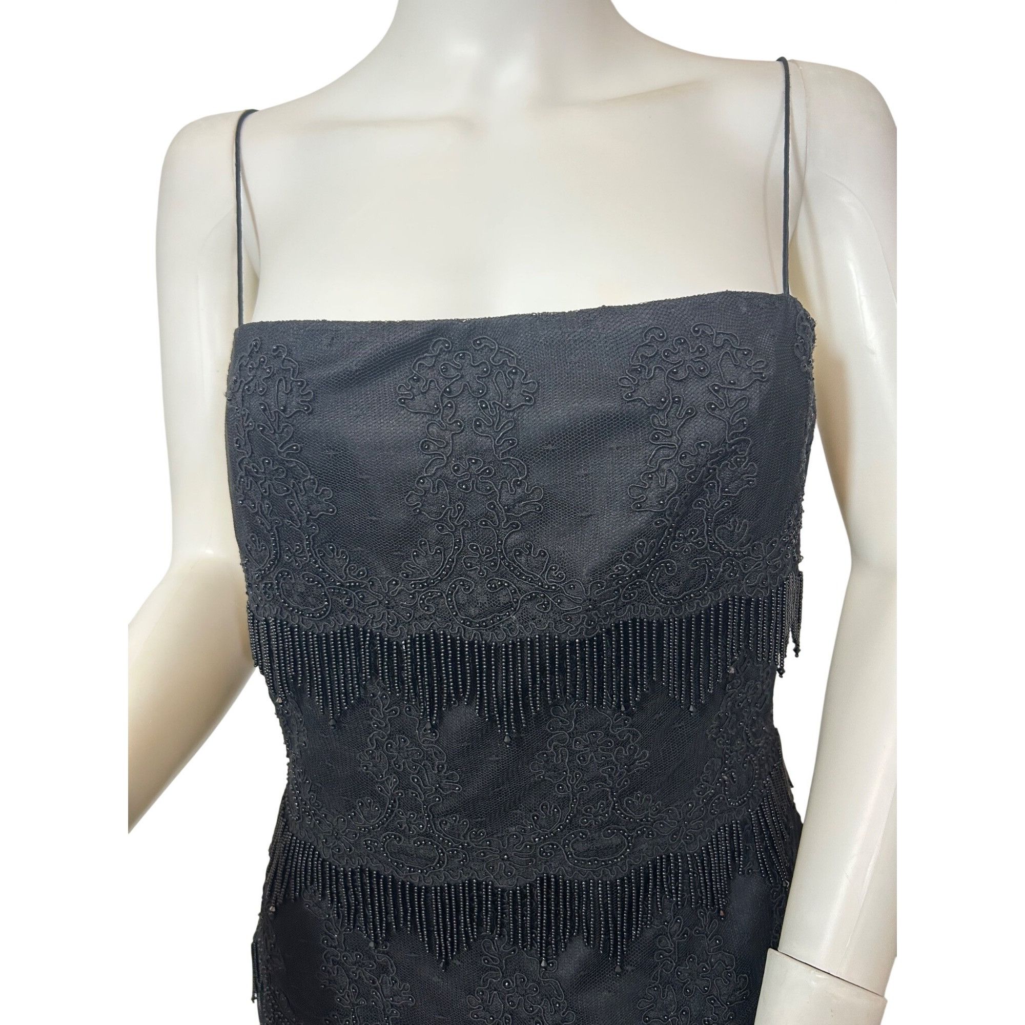 Other Carmen Marc Valvo Black Dress 8 Sheath Flapper Style Tiered Size M / US 6-8 / IT 42-44 - 13 Thumbnail