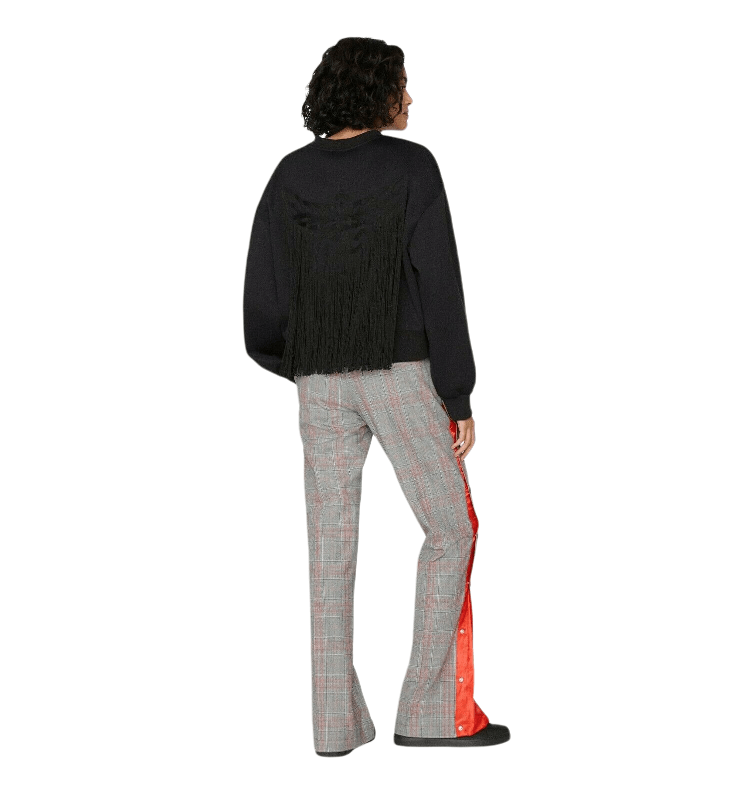 Women's Laurel Black Neoprene Pull Over Fringe Sweatshirt
