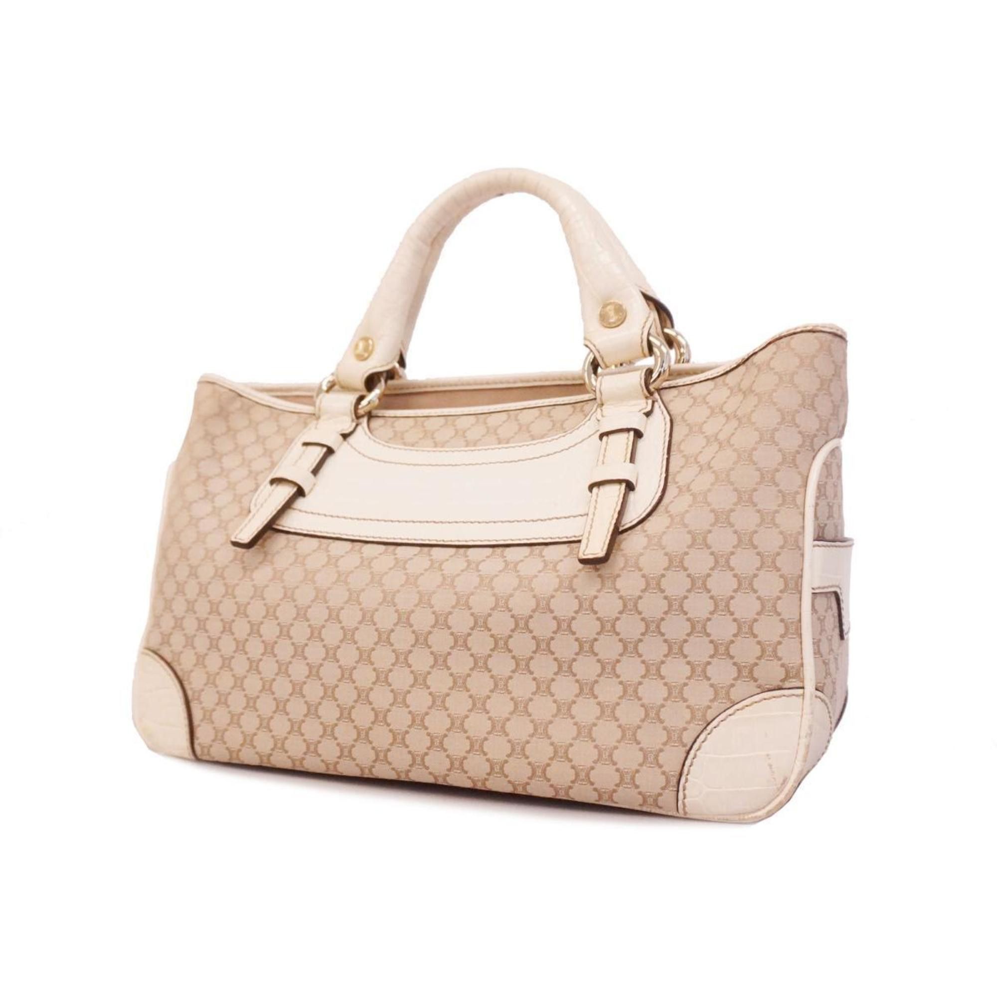 image of Celine Handbag Macadam Boogie Bag Canvas Leather Beige White Ladies, Women's