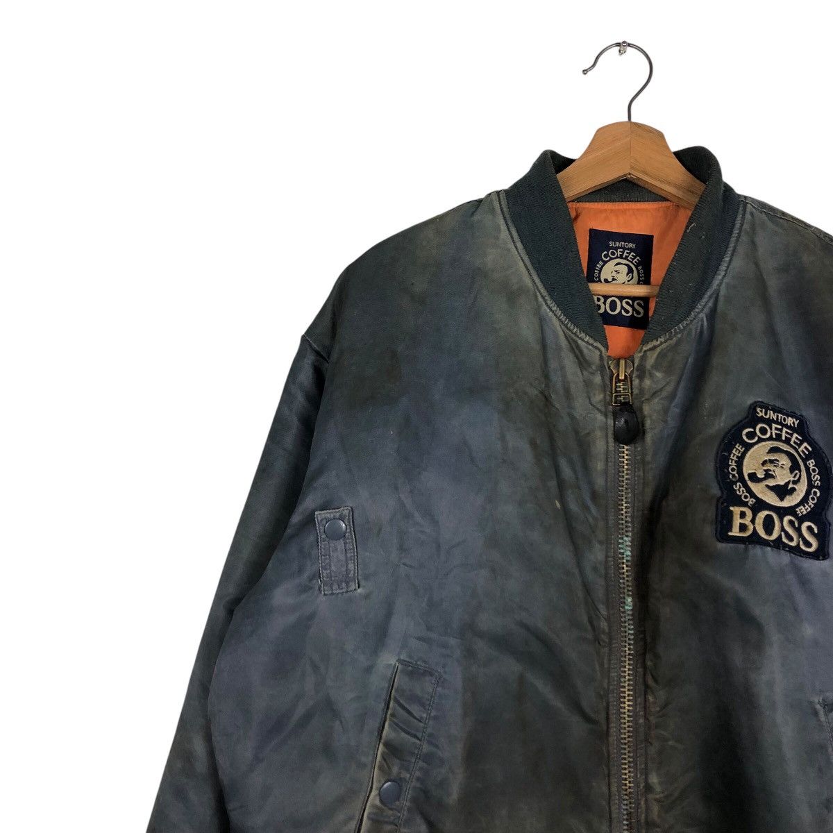 Japanese Brand 📌Vintage Fly Bomber Jacket Suntory Boss Coffee Big Logo Size US M / EU 48-50 / 2 - 8 Thumbnail