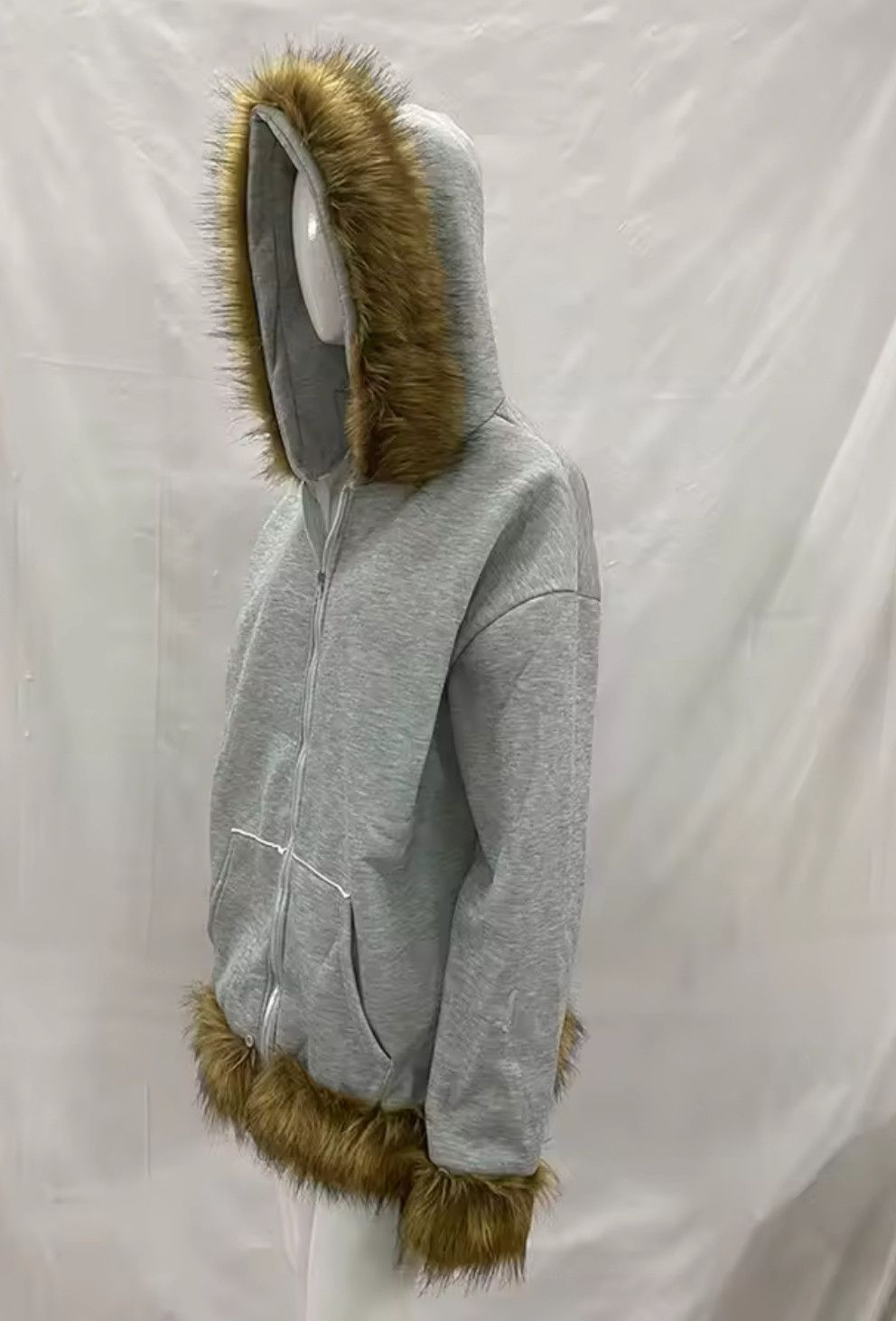 Other Fashion Punk Y2K Goth Grunge Removable Faux Fur Hoodies Size US M / EU 48-50 / 2 - 4 Thumbnail