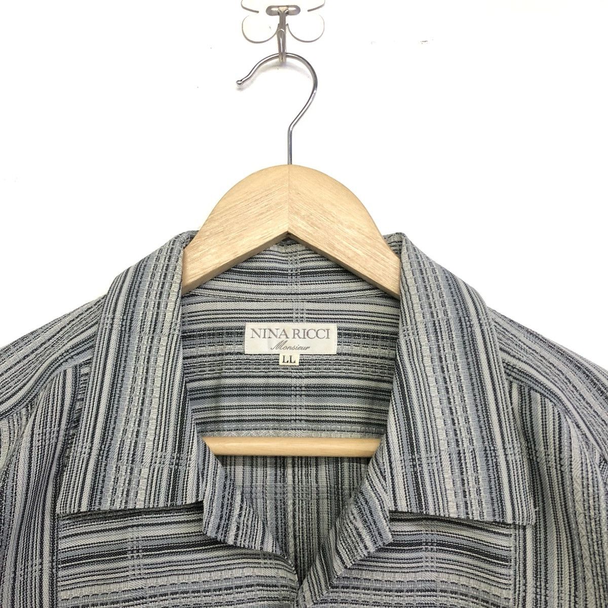 Nina Ricci VINTAGE NINA RICCI MONSIEUR WOOL STRIPE BUTTON SHIRT Size XXL / US 16-18 / IT 52-54 - 3 Thumbnail