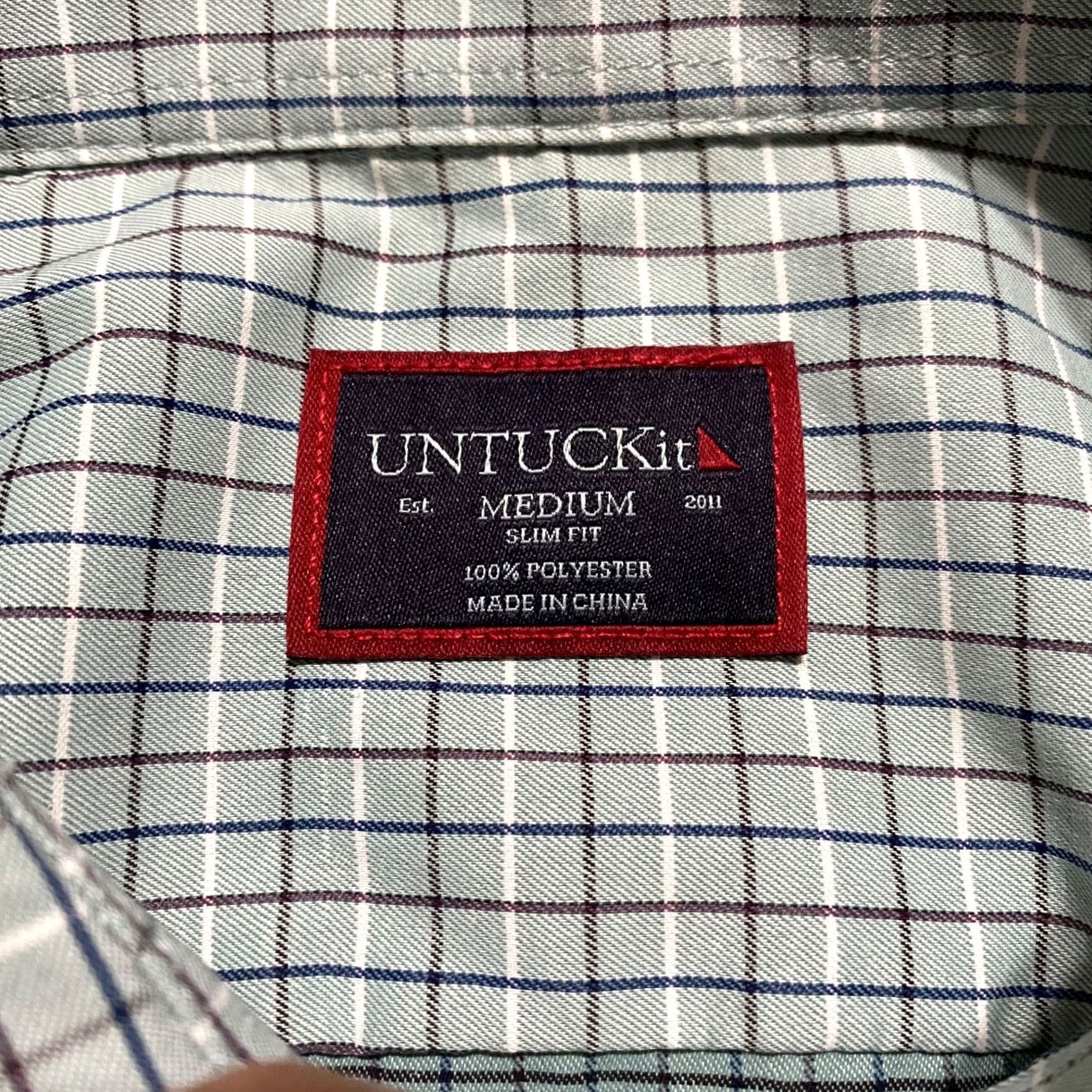 UNTUCKit UNTUCKit Shirt Mens Medium Gray Plaid Long Sleeve Button-Down Slim Fit Polyester Size US M / EU 48-50 / 2 - 3 Thumbnail