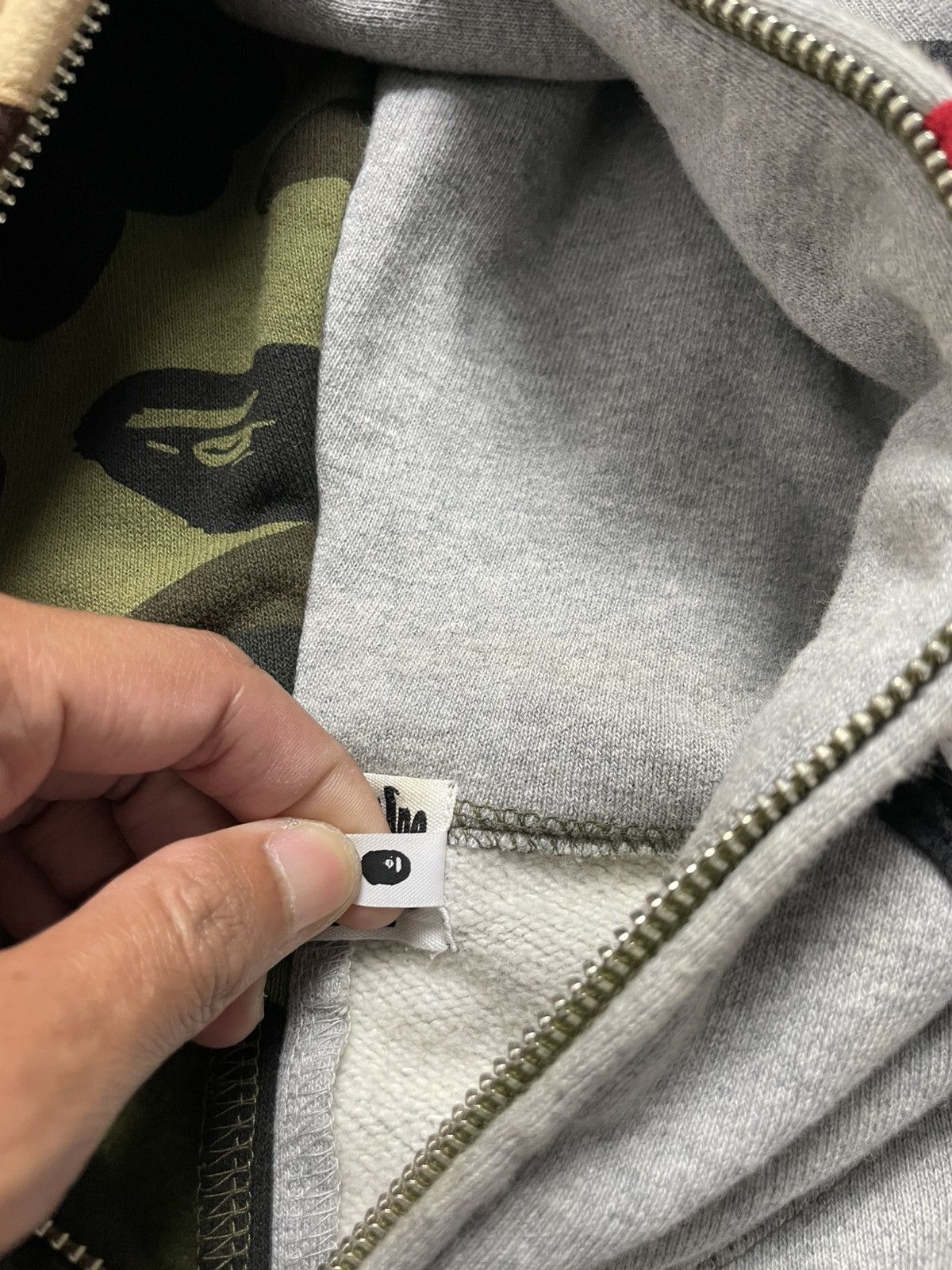 Bape Bape Split Camo/Grey Zip Hoodie Size US L / EU 52-54 / 3 - 16 Thumbnail