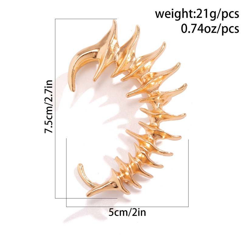 Designer × Jewelry Gothic Skeleton Spike Ear Clip Size ONE SIZE - 7 Thumbnail