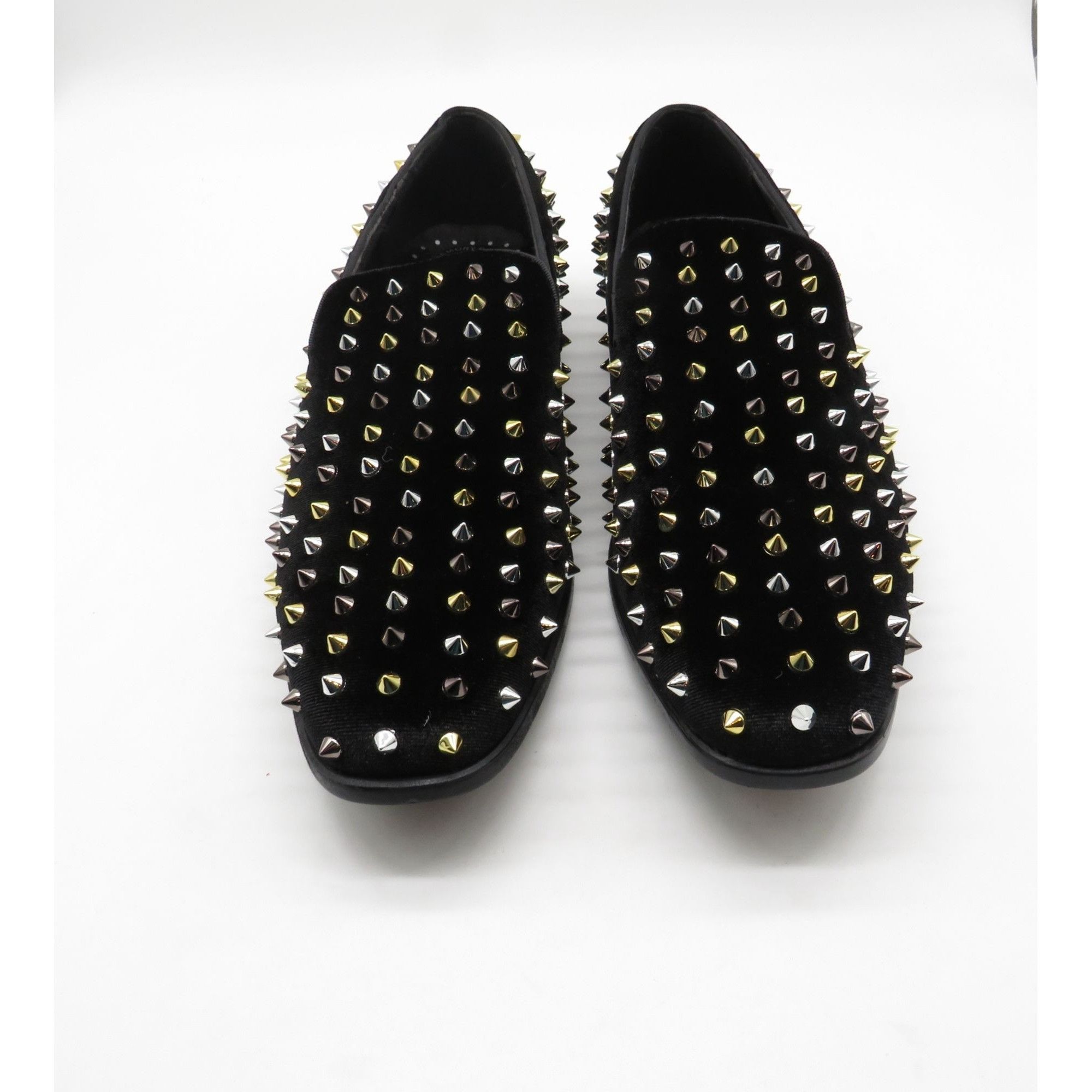 Stacy Adams Stacy Adams Black Velvet Slip On Loafers Gold & Silver Spike Size US 8.5 / EU 41-42 - 2 Thumbnail