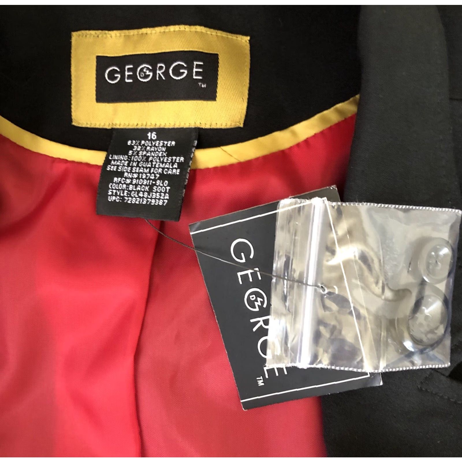 George NWT George Blazer Jacket Women 16 Blk 2 Button Double Vent Lined Career Capsule Work Size XXL / US 16-18 / IT 52-54 - 4 Thumbnail