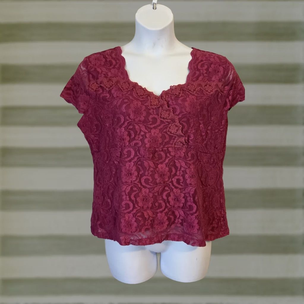 Vintage Jpr Outfit Plus Mauve Lace Lined Empire Top Blouse 1X Boho Gothic Blouse Ladies Plus 1X Mauve Lace Lined Empire Top Size XL / US 12-14 / IT 48-50 - 1 Thumbnail