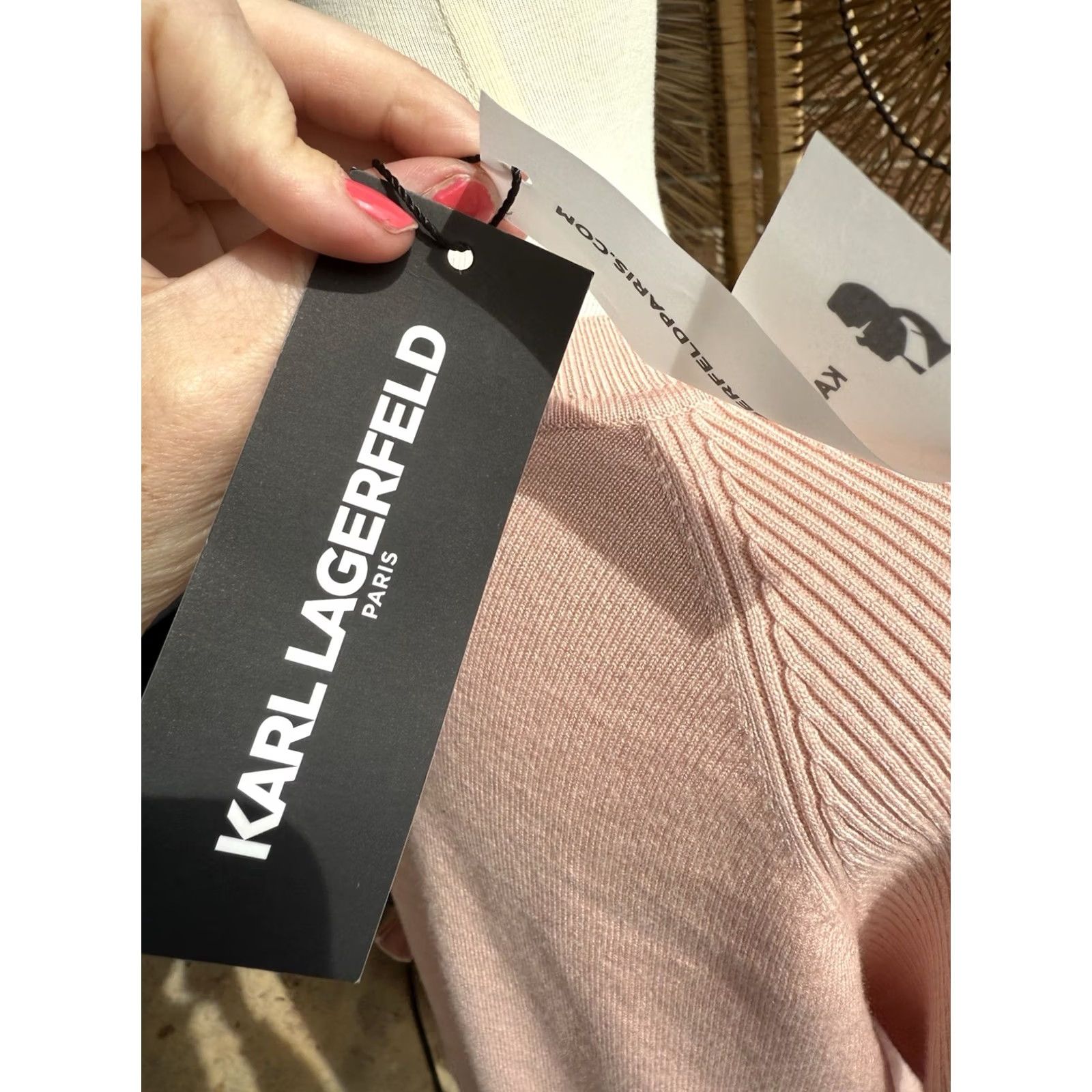 Karl Lagerfeld Karl Lagerfeld Paris Women Pink Cold Shoulder Bell Sleeve Sweater M Regular Womens Pullover Bow Open Round Neck Bell Sleeve Story Paris Theme Size M / US 6-8 / IT 42-44 - 5 Thumbnail