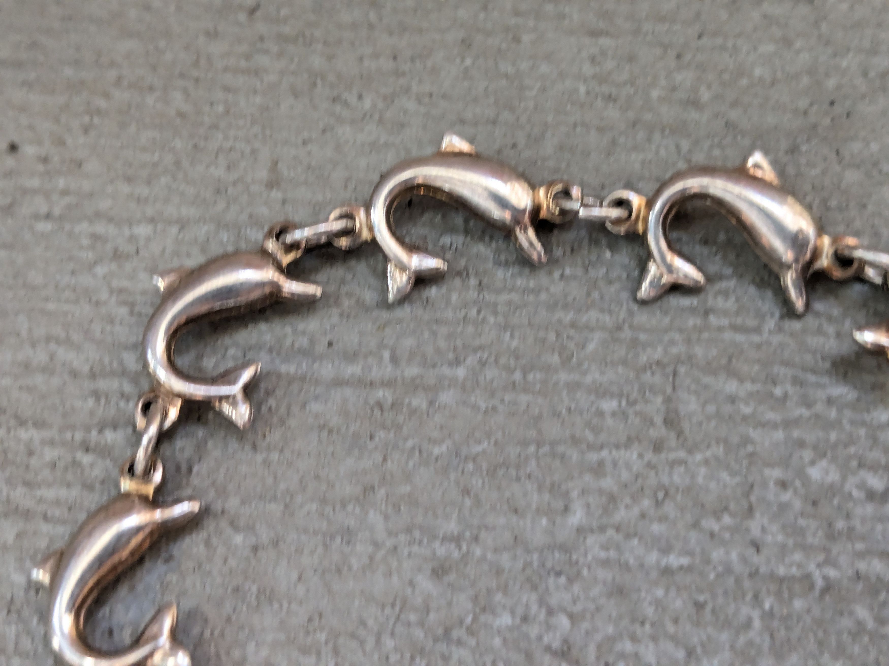 Jewelry × Vintage Vintage Sterling Silver Bracelet Dolphin Chain 7.25" Italy Size ONE SIZE - 3 Thumbnail