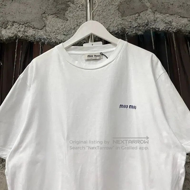 Miu Miu Miu Miu Summer White Cotton T-Shirt . Size L / US 10 / IT 46 - 3 Thumbnail