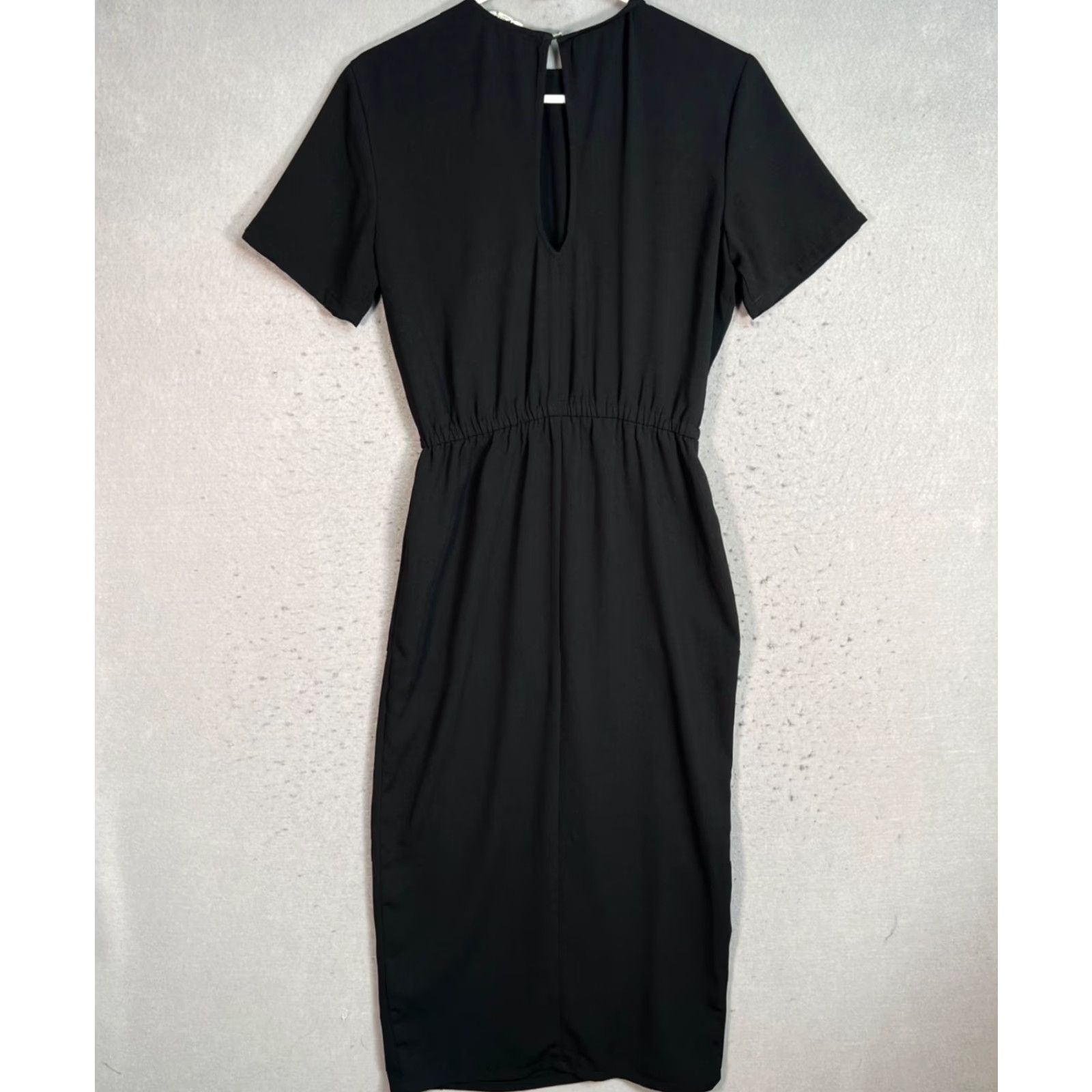 Vintage VINTAGE Open Edit Black Short Sleeve Midi Dress Womens XS Size 26" / US 2 / IT 38 - 2 Thumbnail
