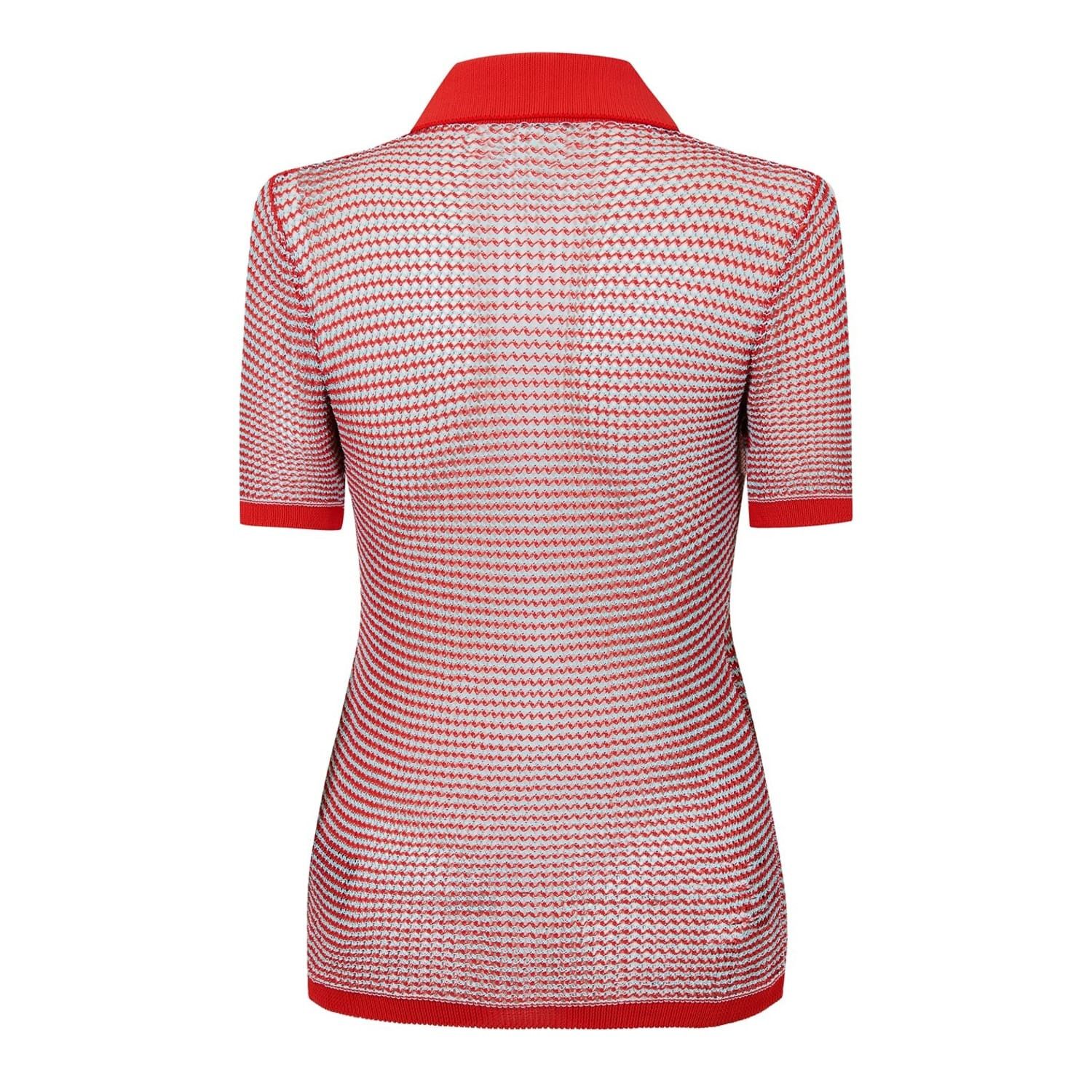 Bottega Veneta Bottega Veneta Mesh Knit Regular Fit Polo Shirt in Red Size XS / US 0-2 / IT 36-38 - 2 Thumbnail