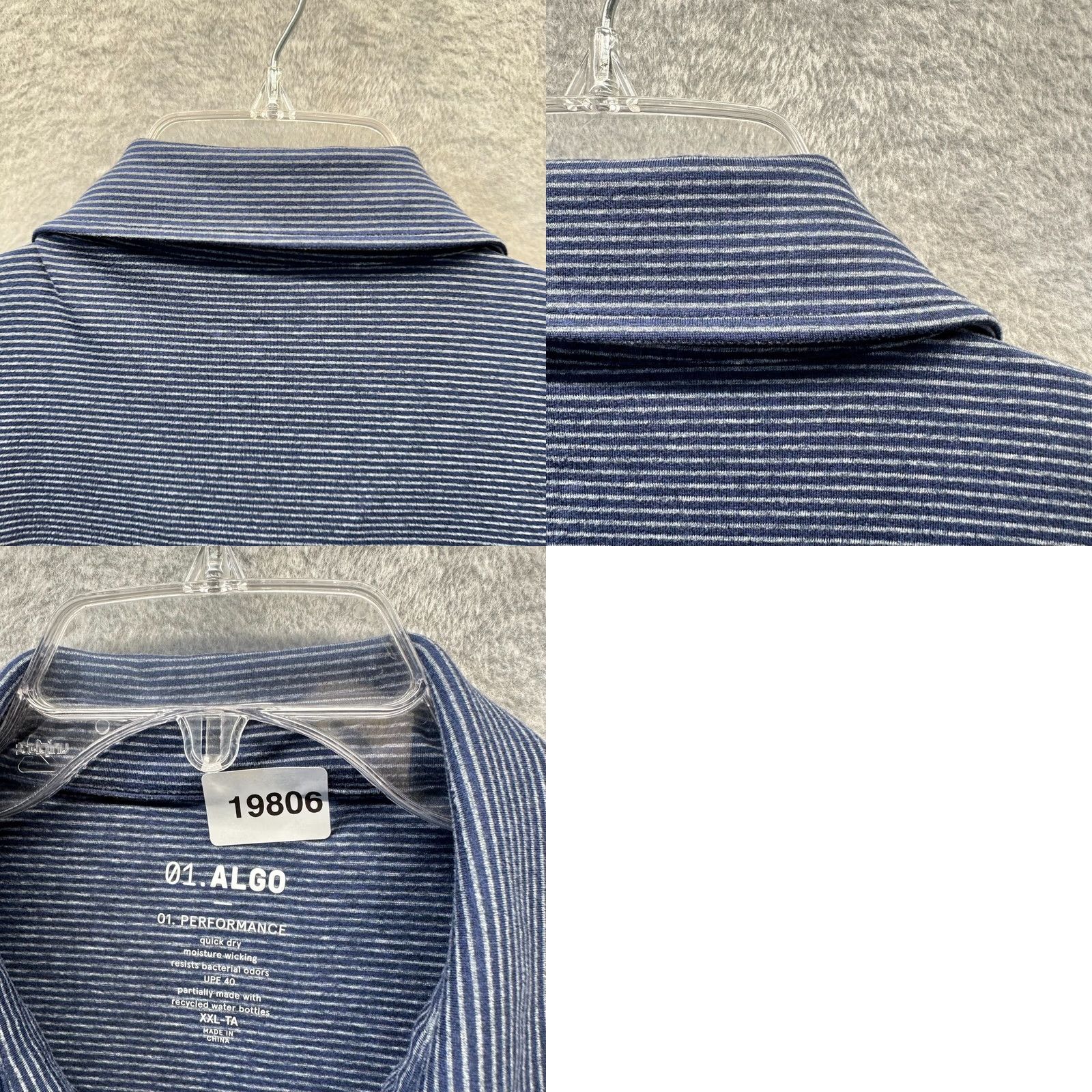 Vintage Algo Polo Shirt Mens 2XL Blue Polyester Spandex UPF 40 Short Sleeve Button-Down Collared 90s Western Shirt Size US XXL / EU 58 / 5 - 9 Thumbnail