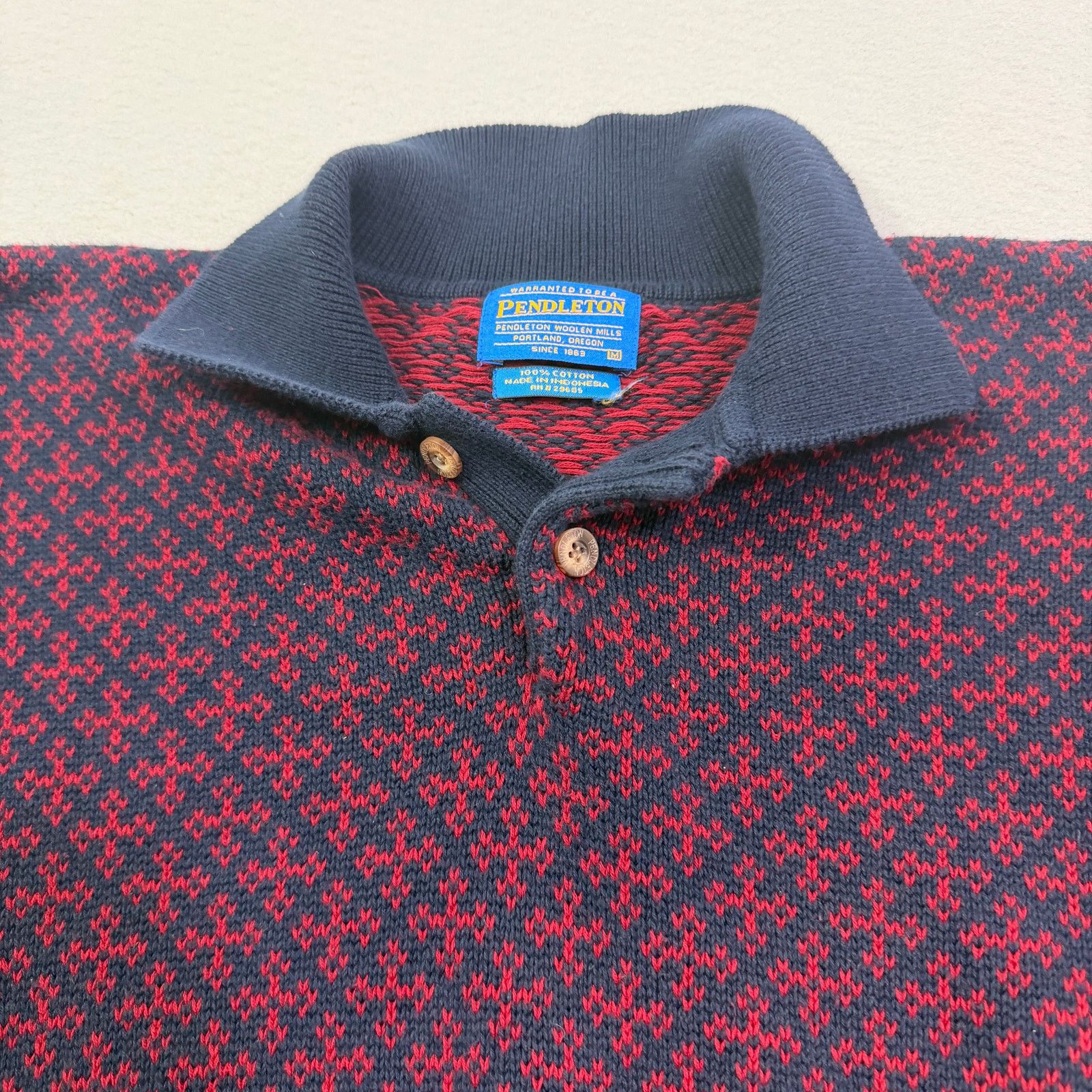 Pendleton Pendleton Collared Sweater Men's Medium Red Blue Geometric Size US M / EU 48-50 / 2 - 3 Thumbnail
