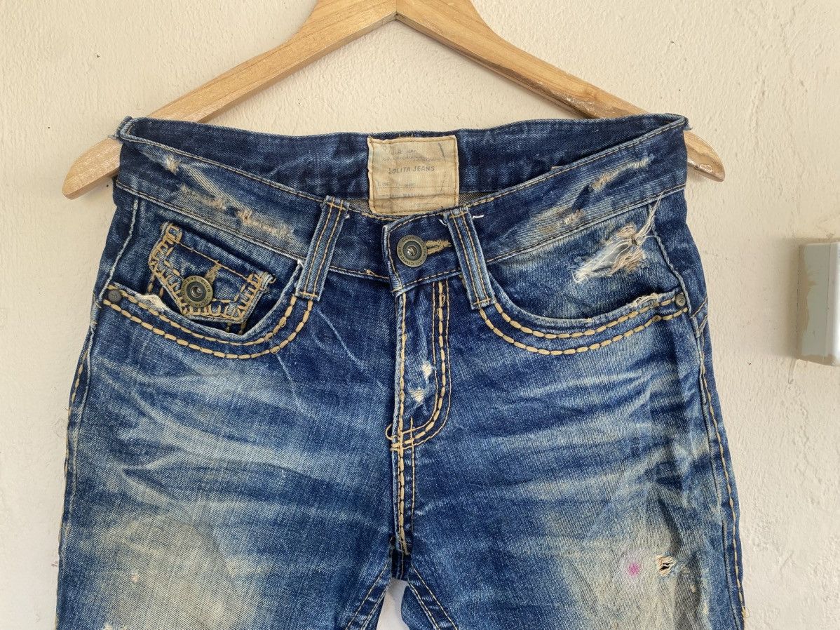 Japanese Brand LOLITA Contrast Stitch Distressed Denim Size 29" - 3 Thumbnail