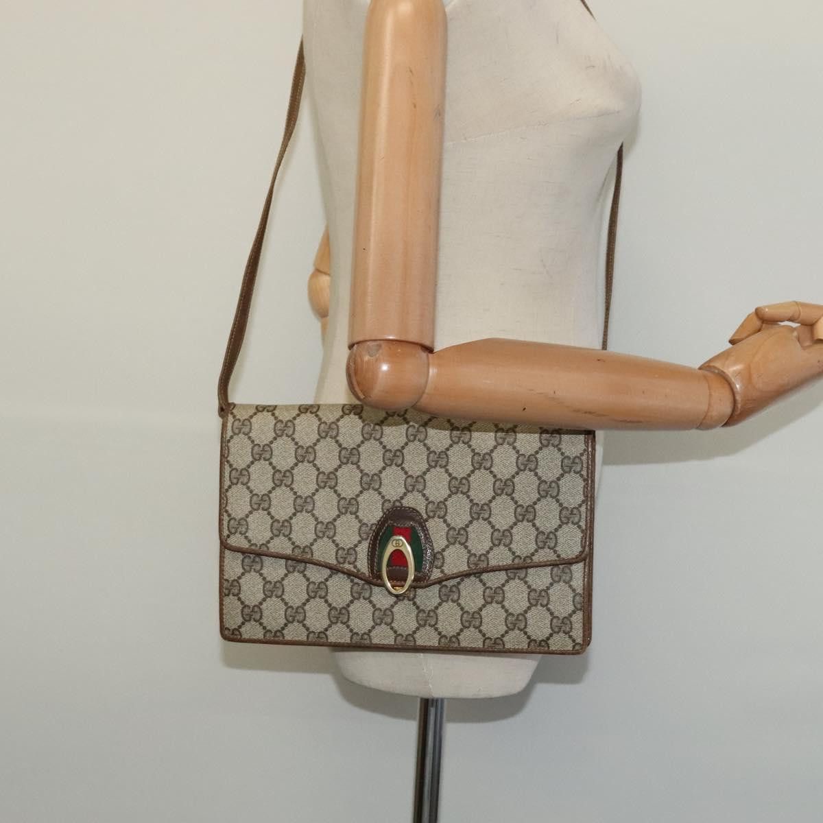 Gucci GUCCI GG Supreme Web Sherry Line Shoulder Bag Pvc Beige Gold Size ONE SIZE - 22 Thumbnail