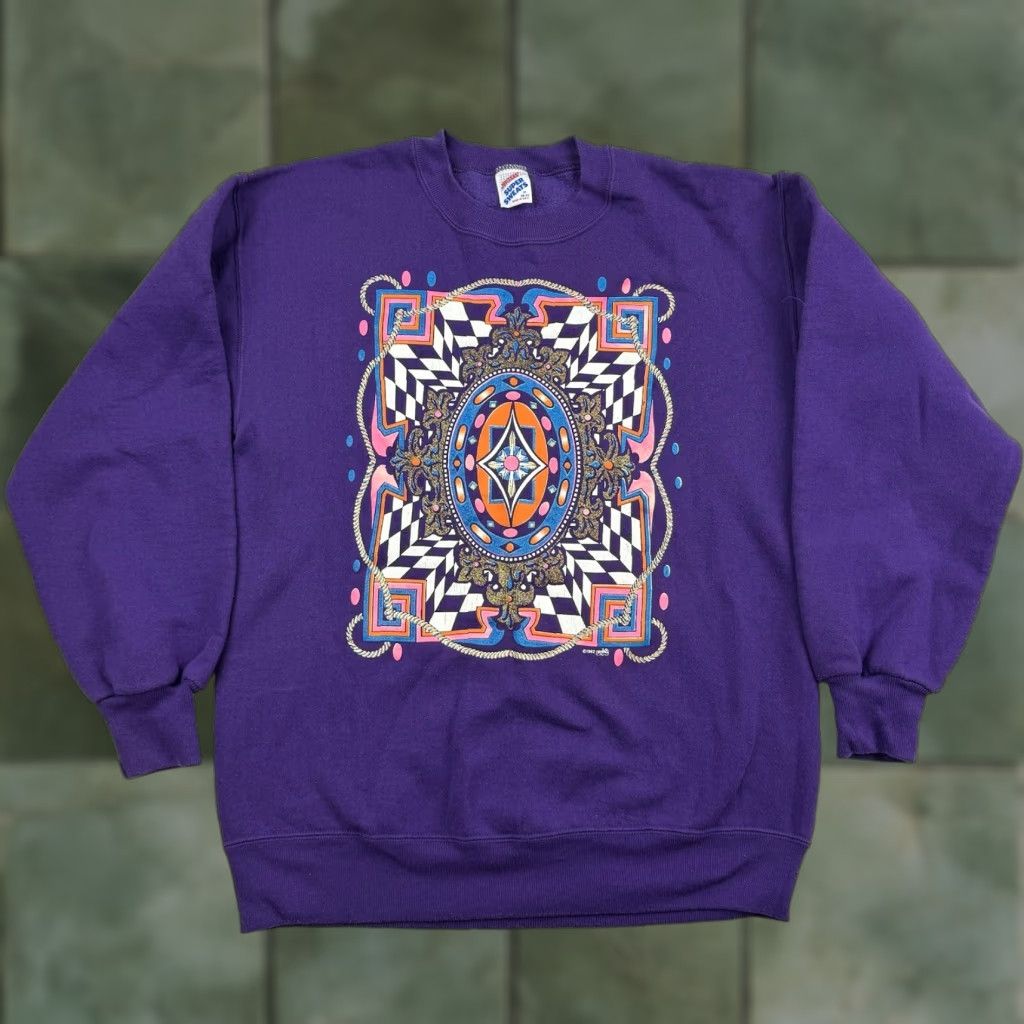 Jerzees VINTAGE Jerzees Sweatshirt Woman’s Medium Purple 90s Art Pullover Crew Neck Glitter Casual Womens 90s Jerzees Sweatshirt Size M / US 6-8 / IT 42-44 - 1 Thumbnail
