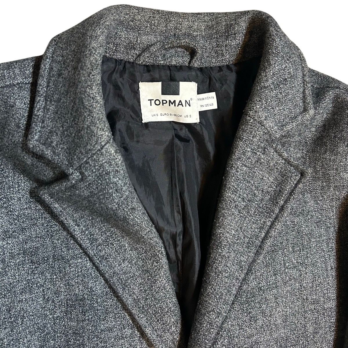 Topman Topman Gray Topcoat Notch Lapel Overcoat INSIDE TEAR Size US S / EU 44-46 / 1 - 2 Thumbnail