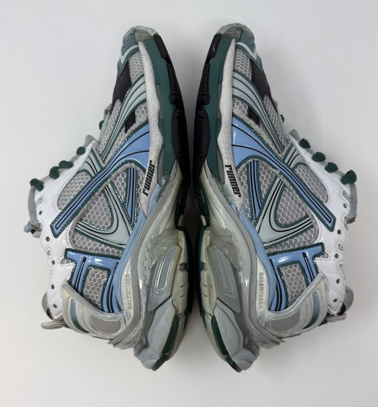 Balenciaga Balenciaga Runner Sneaker White Green Blue Size US 10 / EU 43 - 3 Thumbnail