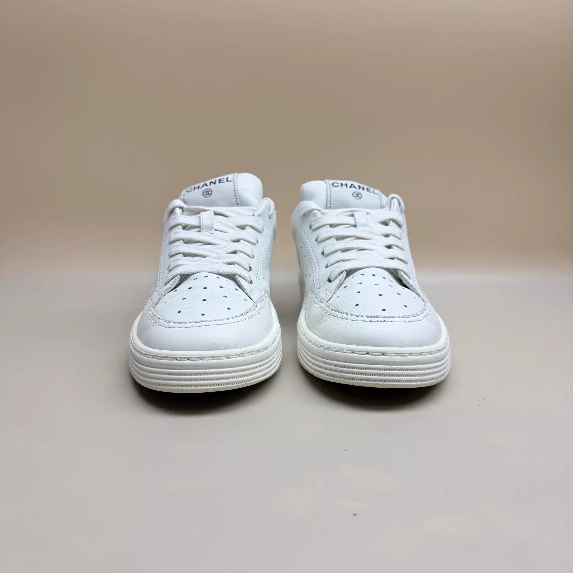 Chanel CHANEL White Logo Sneakers Women's 37 95 New Size US 6.5 / IT 36.5 - 2 Thumbnail
