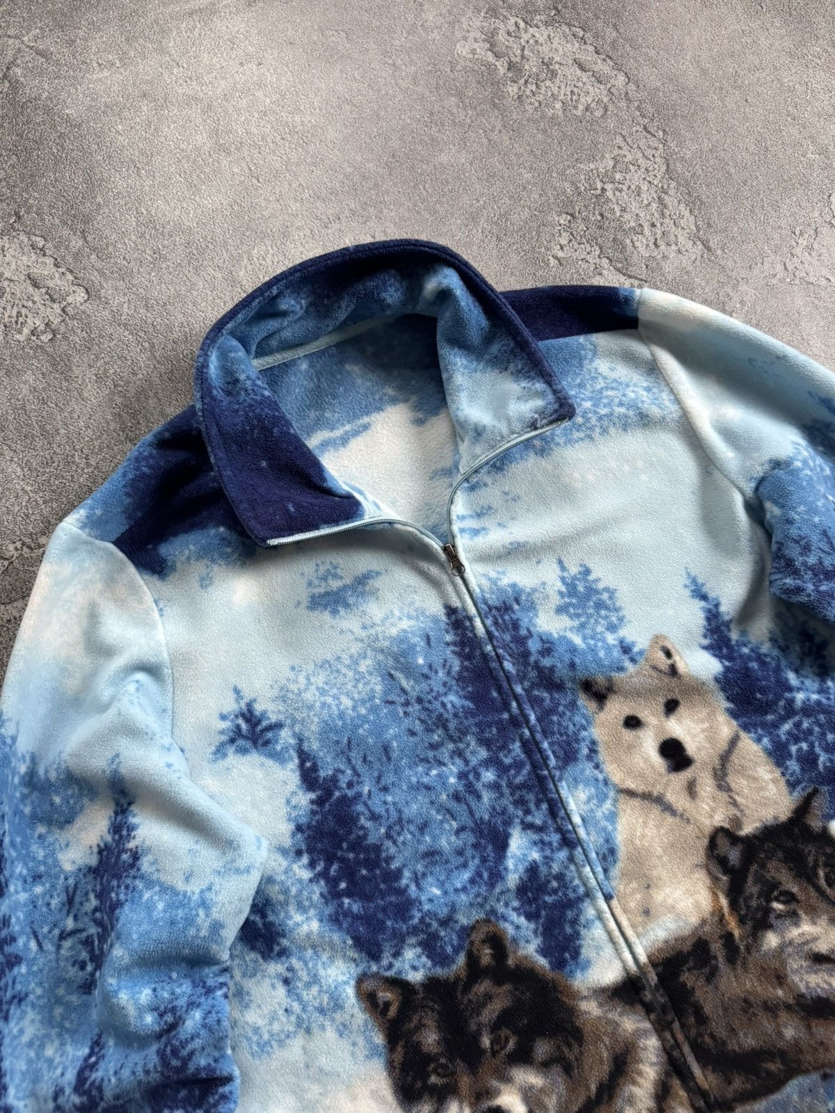 Vintage 90s Retro Animal print wolf atlas all printed fleece jacket Size US L / EU 52-54 / 3 - 2 Thumbnail