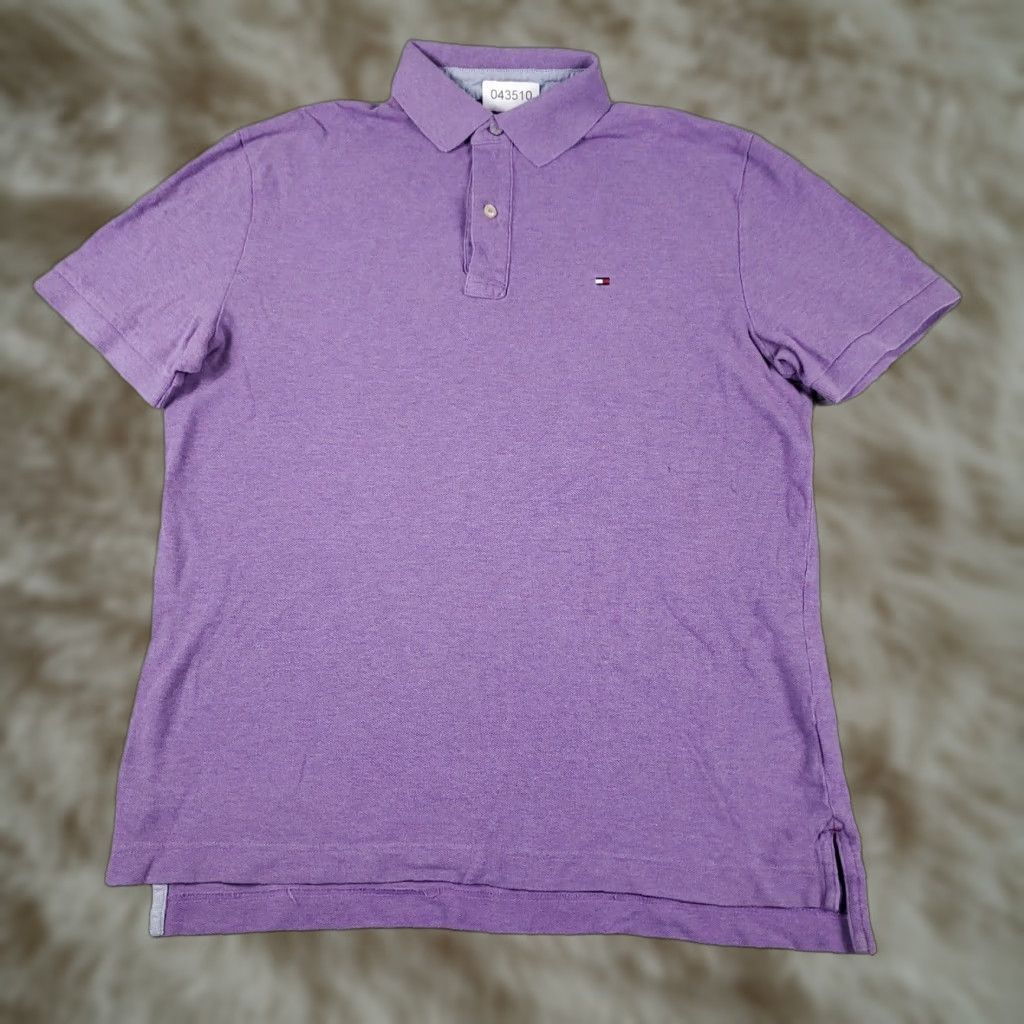 Tommy Hilfiger VINTAGE Tommy Hilfiger Polo Shirt Mens M Purple Short Sleeve Shirt Adult Medium Purple Solid Logo 90s Classic Preppy Mens Size US M / EU 48-50 / 2 - 1 Thumbnail