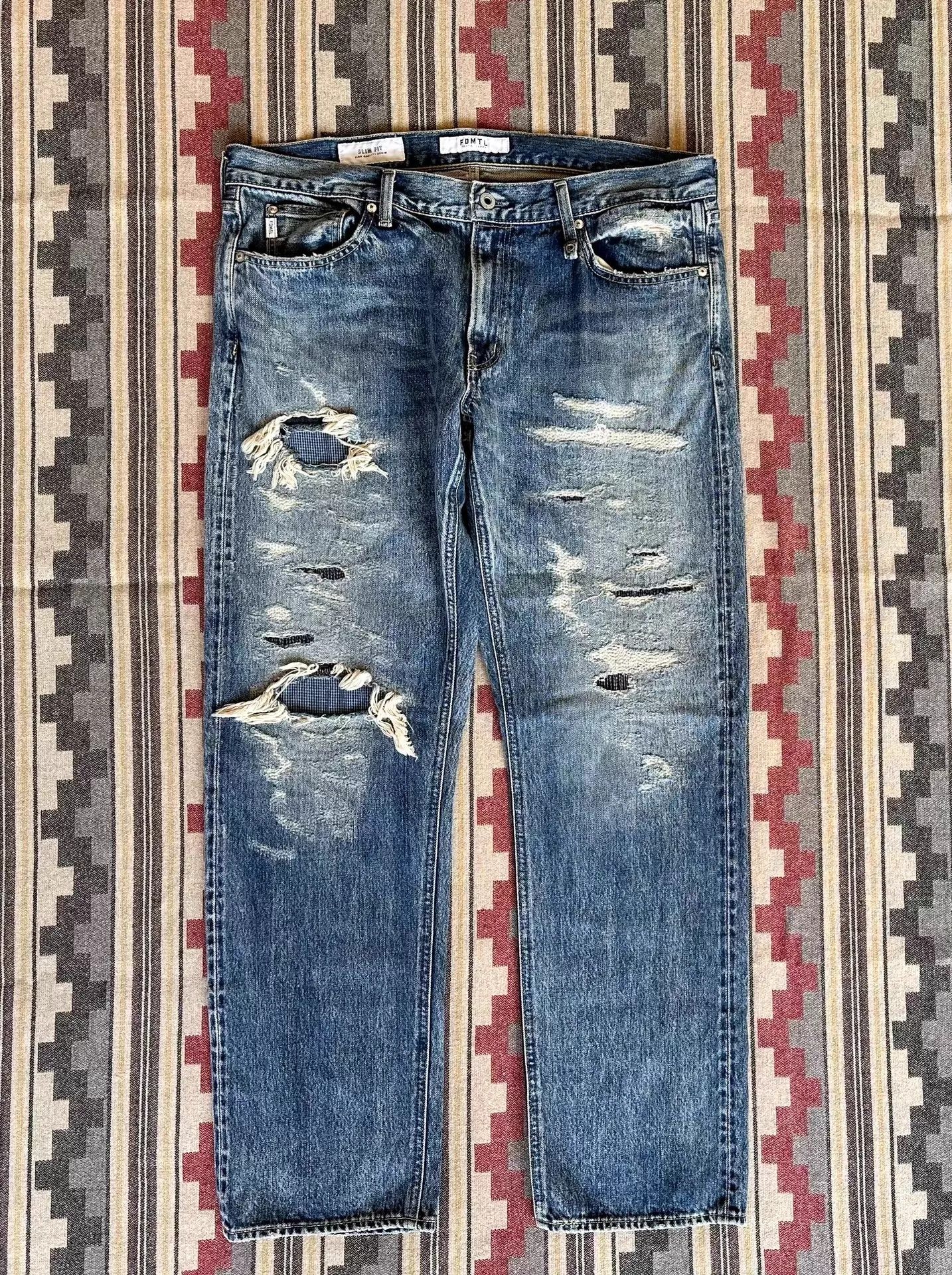 FDMTL FDMTL Slim Selvedge Heavy Wash Patched Slit 22AW Size US 36 / EU 52 - 1 Thumbnail