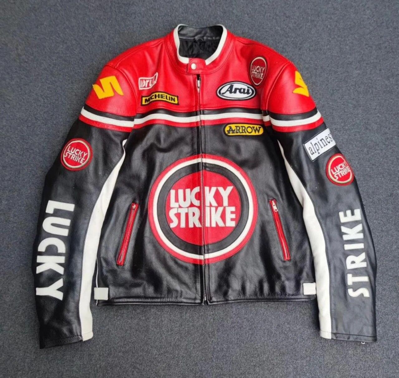 Genuine Leather Real Leather Suzuki Lucky Strike Racing Leather Jacket ...