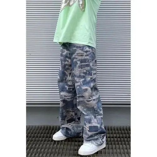 Jean Tie-dye Print Flared Wide-Leg Jeans Size US 29 - 1 Thumbnail
