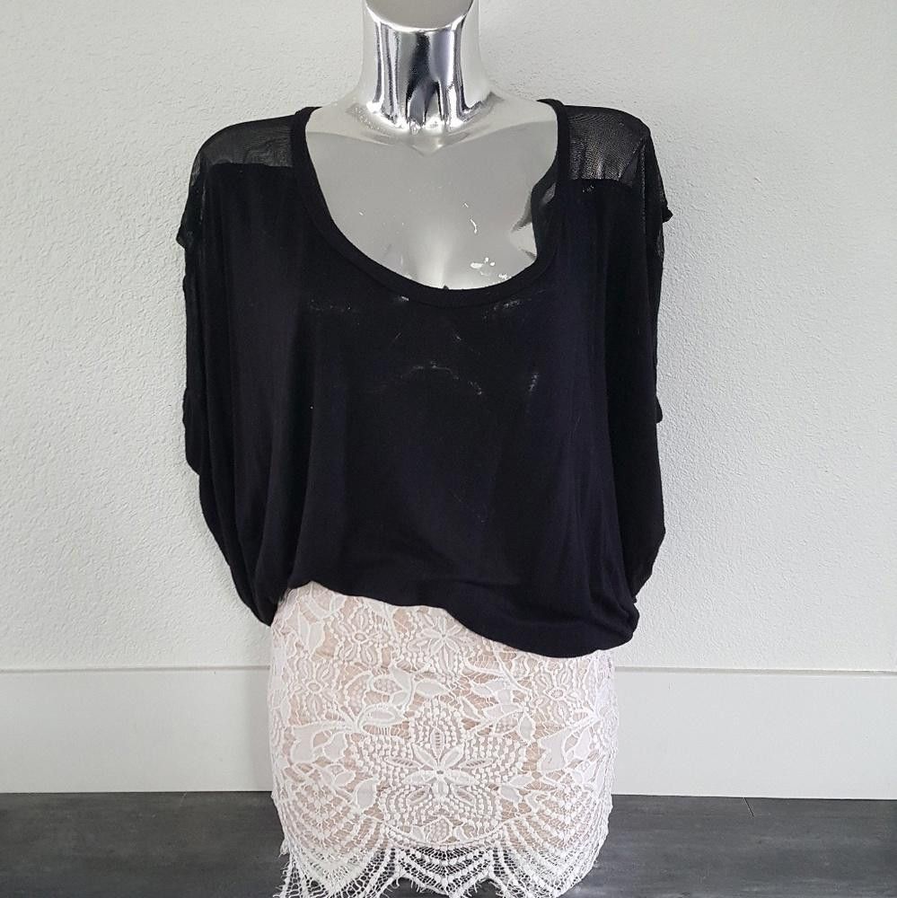 Designer Black Mesh Detailed Melville Dolman Sleeve Size ONE SIZE - 1 Thumbnail