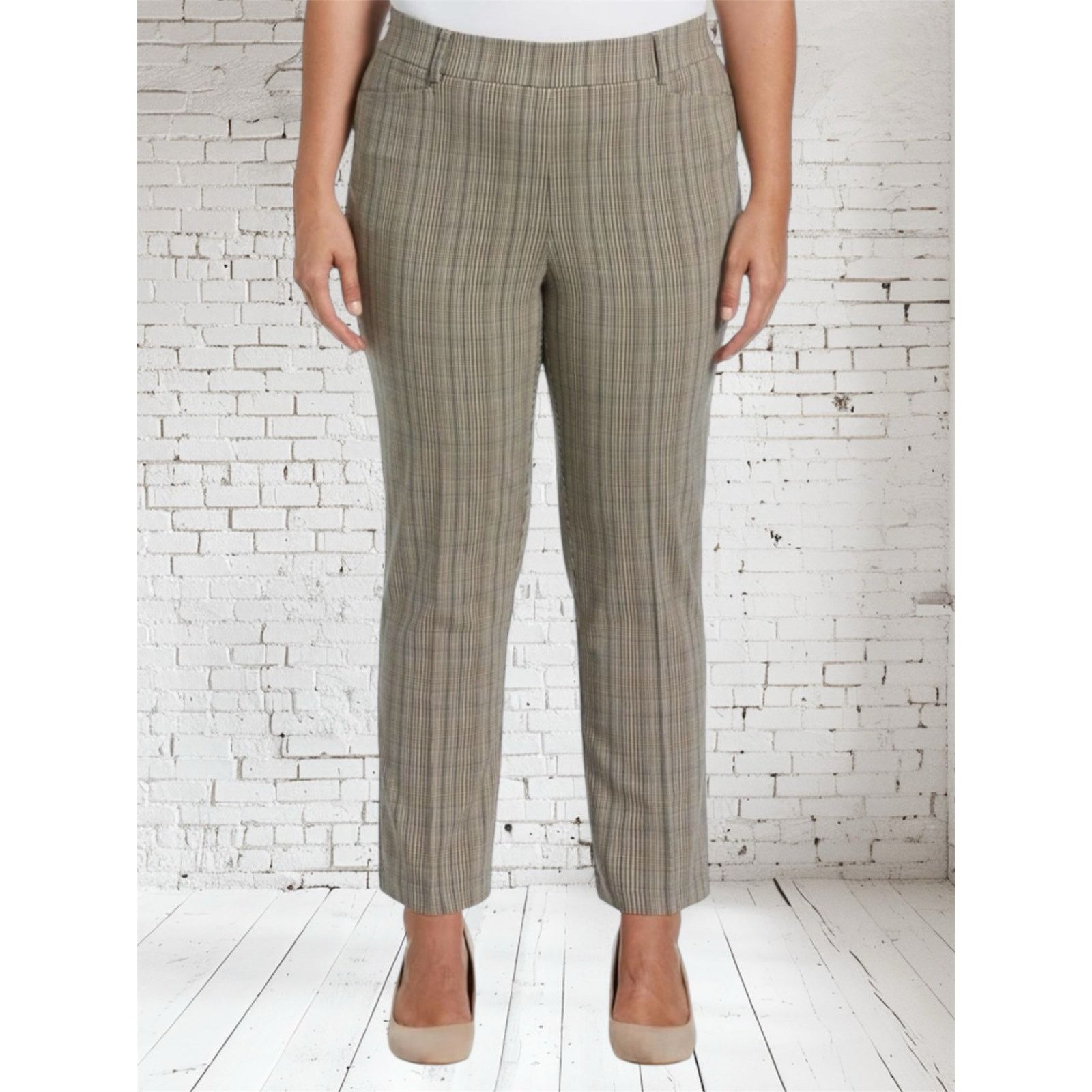 The Unbranded Brand Rafaella Women's Brown Cropped Plaid Pants - Size Small Size 27" / US 4 / IT 40 - 1 Thumbnail