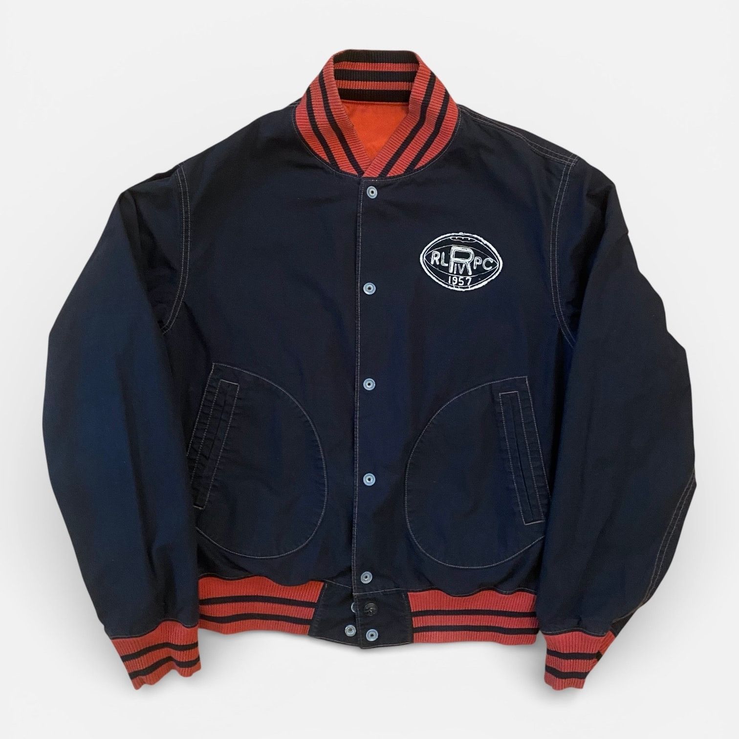 Polo Ralph Lauren × Vintage Polo Ralph Lauren Satin Jacket Reversible Bleecker Bulldogs Size US L / EU 52-54 / 3 - 7 Thumbnail
