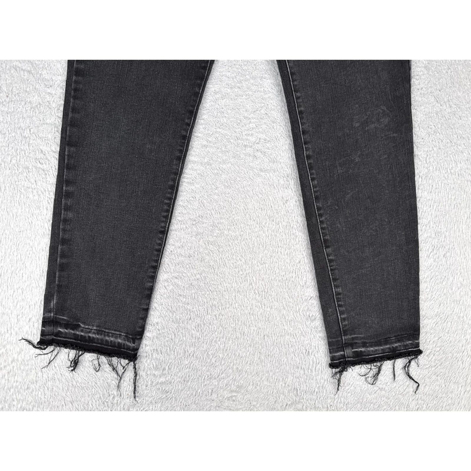 Express Express Jeans Skinny Black Mid Rise Women's 12 Denim 31x28 Stretch 5-Pocket Zip Button Raw Hem Vintage No Size 34" / US 12 / IT 48 - 2 Thumbnail