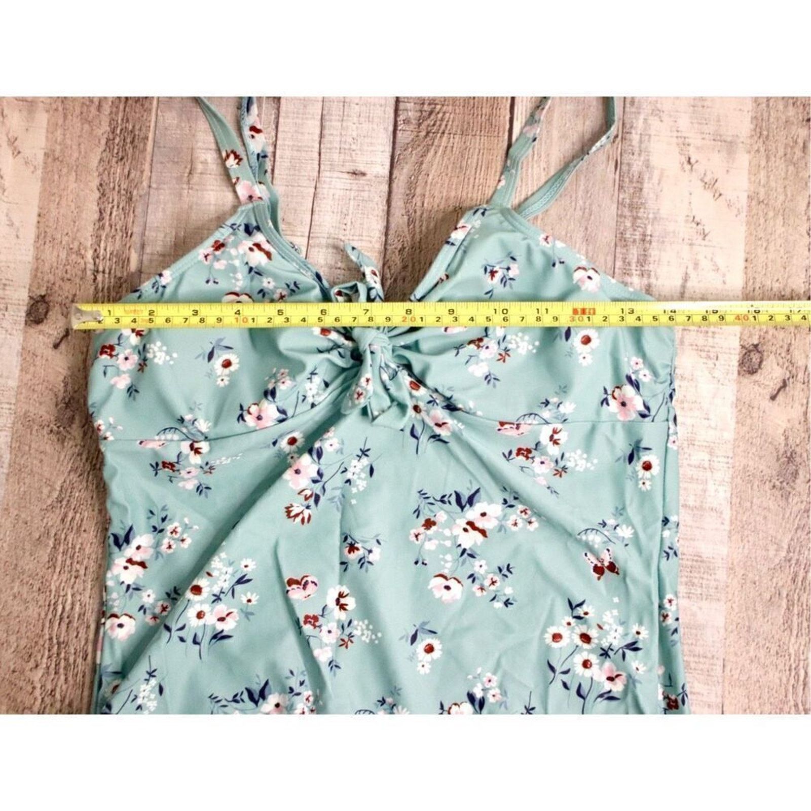 Other Beachsissi Blue Floral Padded Tankini Swim Top LARGE NWT Size ONE SIZE - 7 Thumbnail