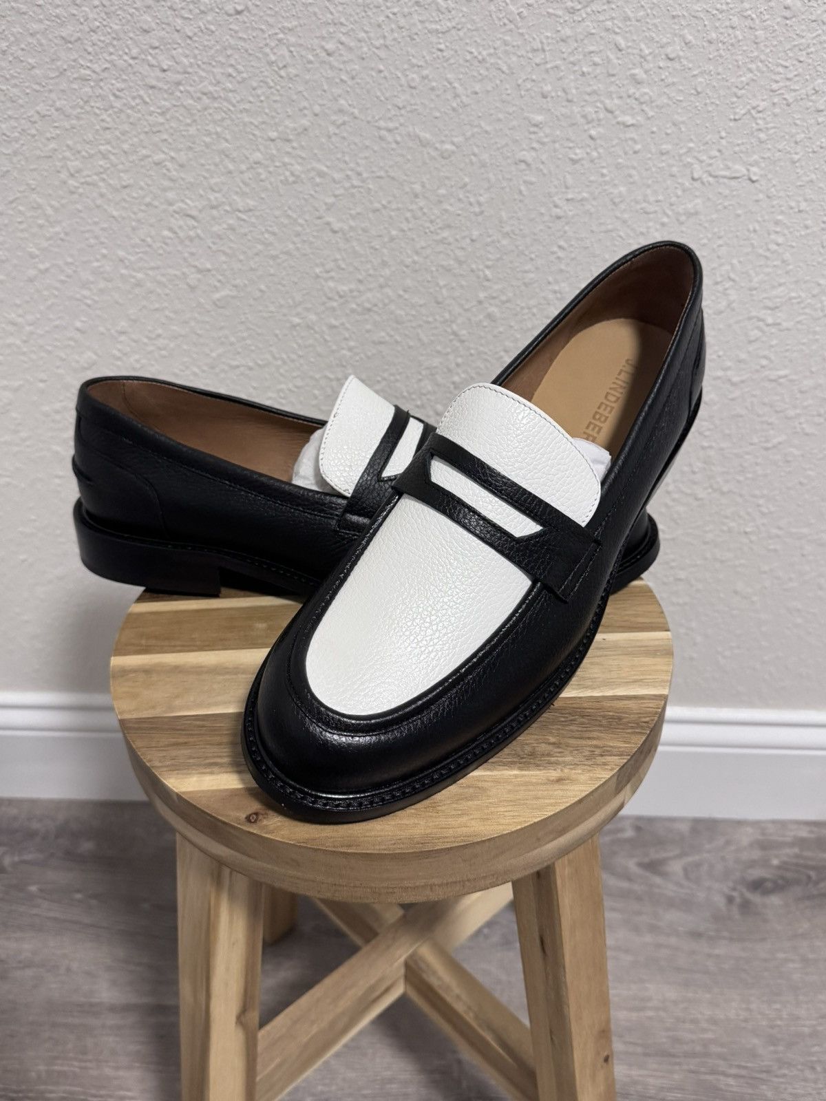 J.Lindeberg J.Lindeberg Dean Black White Leather Penny Loafers Size US 12 / EU 45 - 7 Thumbnail