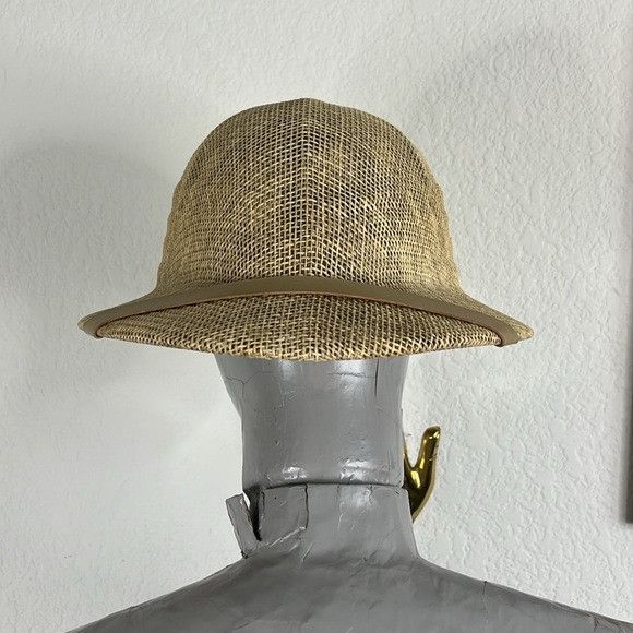 Vintage JJ Hat Center Safari Adjustable Tan Woven Brimmed Hat Size ONE SIZE - 5 Thumbnail