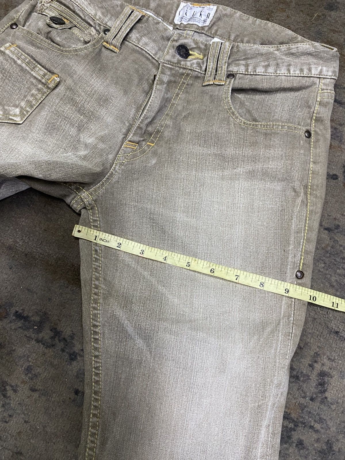 2000s kuko yous satisfait stone wash flared denim pants