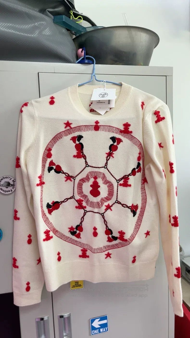 Other Hermes Fringed embroidered cashmere sweater Size XS / US 0-2 / IT 36-38 - 1 Thumbnail