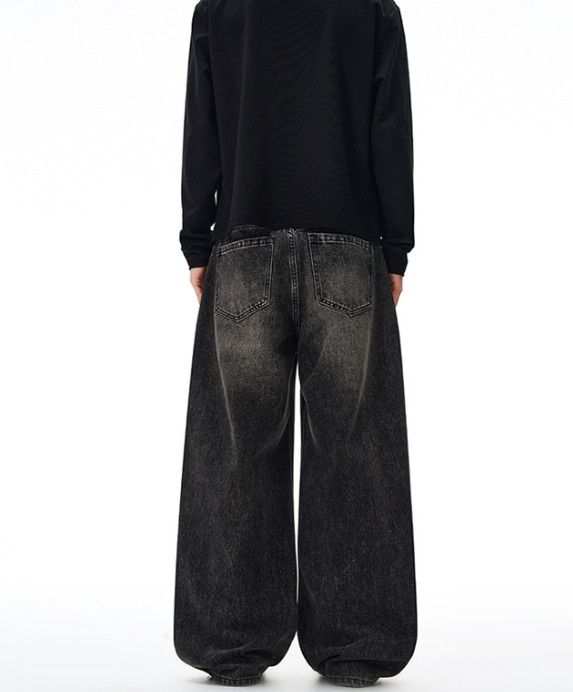 Japanese Brand Men's Washed Cleanfit Loose-fit Distressed Curved Jeans Size US 32 / EU 48 - 4 Thumbnail
