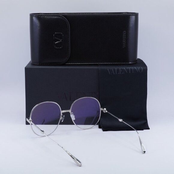 Valentino Valentino V-STUD-III VLX-136B Eyeglasses Silver 56mm Round Size ONE SIZE - 10 Thumbnail