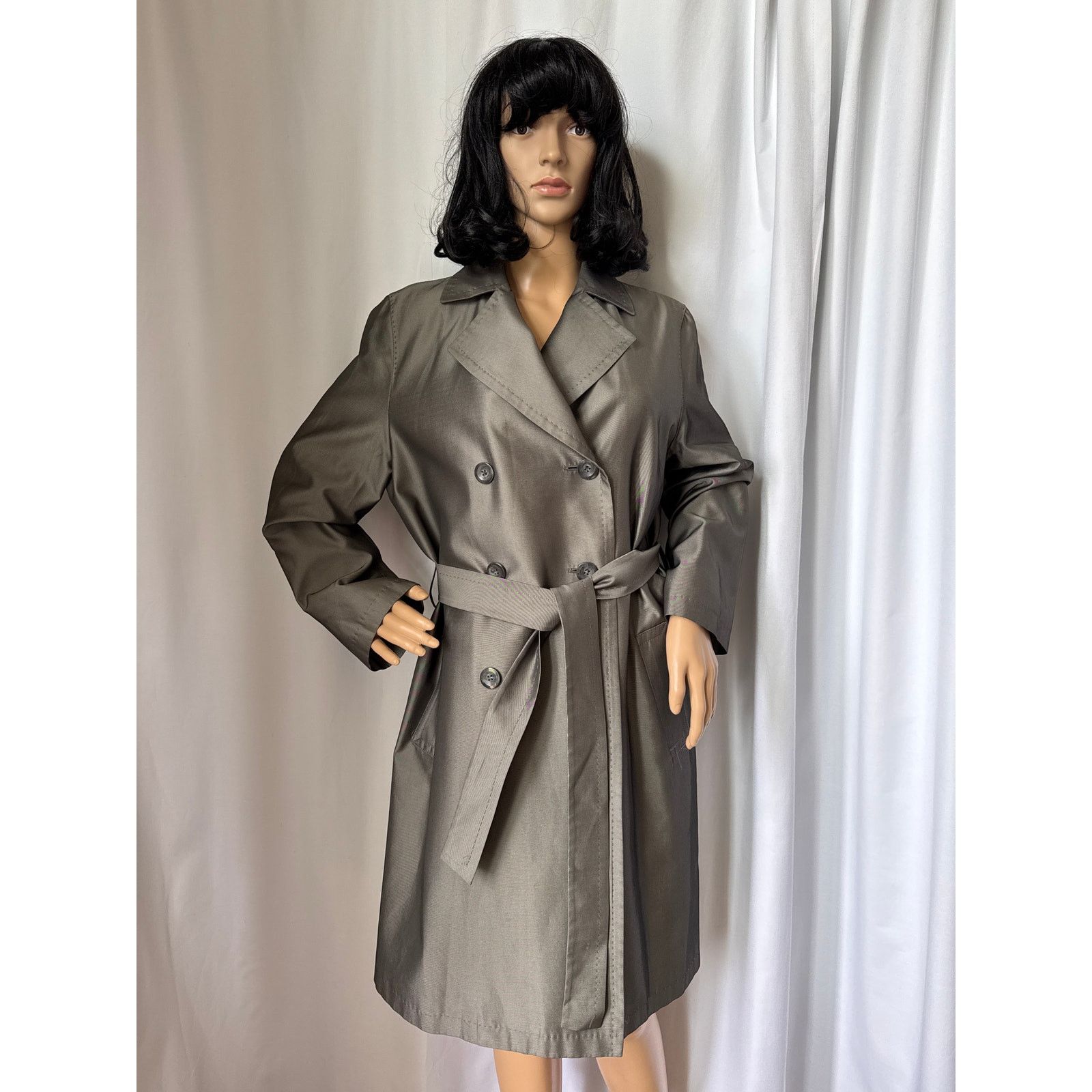 Sanyo SANYO Excellent Shimmering gray trench double breasted coat Size M / US 6-8 / IT 42-44 - 6 Thumbnail