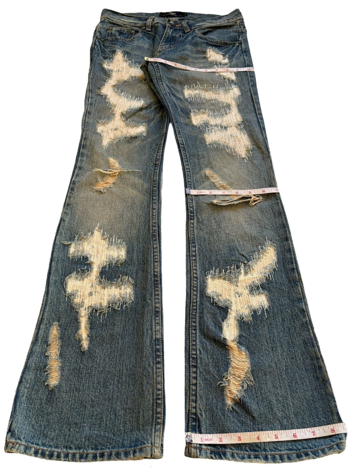 If Six Was Nine Vintage Midas Sashiko Rusty Mud Wash Bootcut Flare Jeans Size US 30 / EU 46 - 12 Thumbnail
