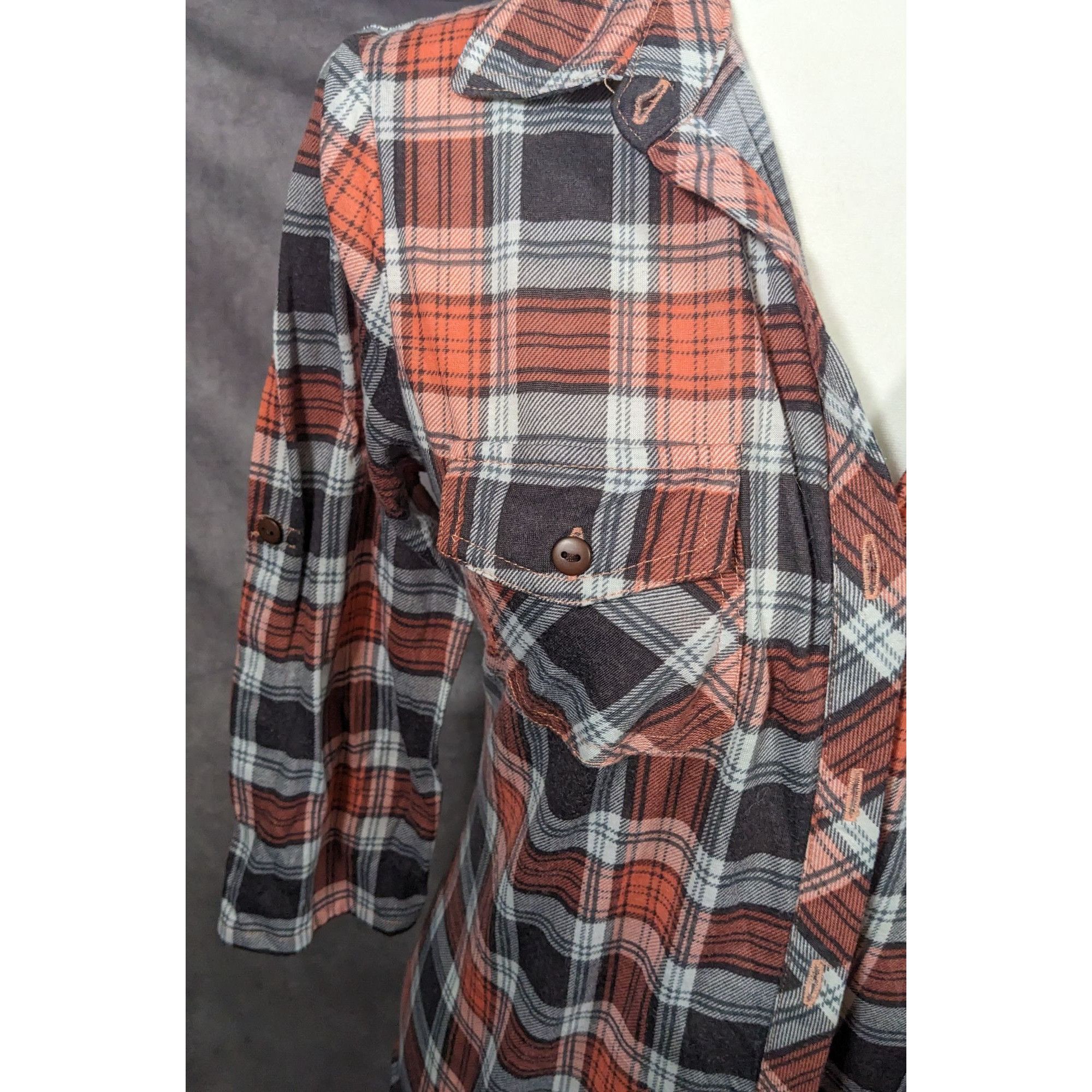 Other Eden & Olivia Grey And Orange Plaid Button Down Shirt Size S / US 4 / IT 40 - 7 Thumbnail