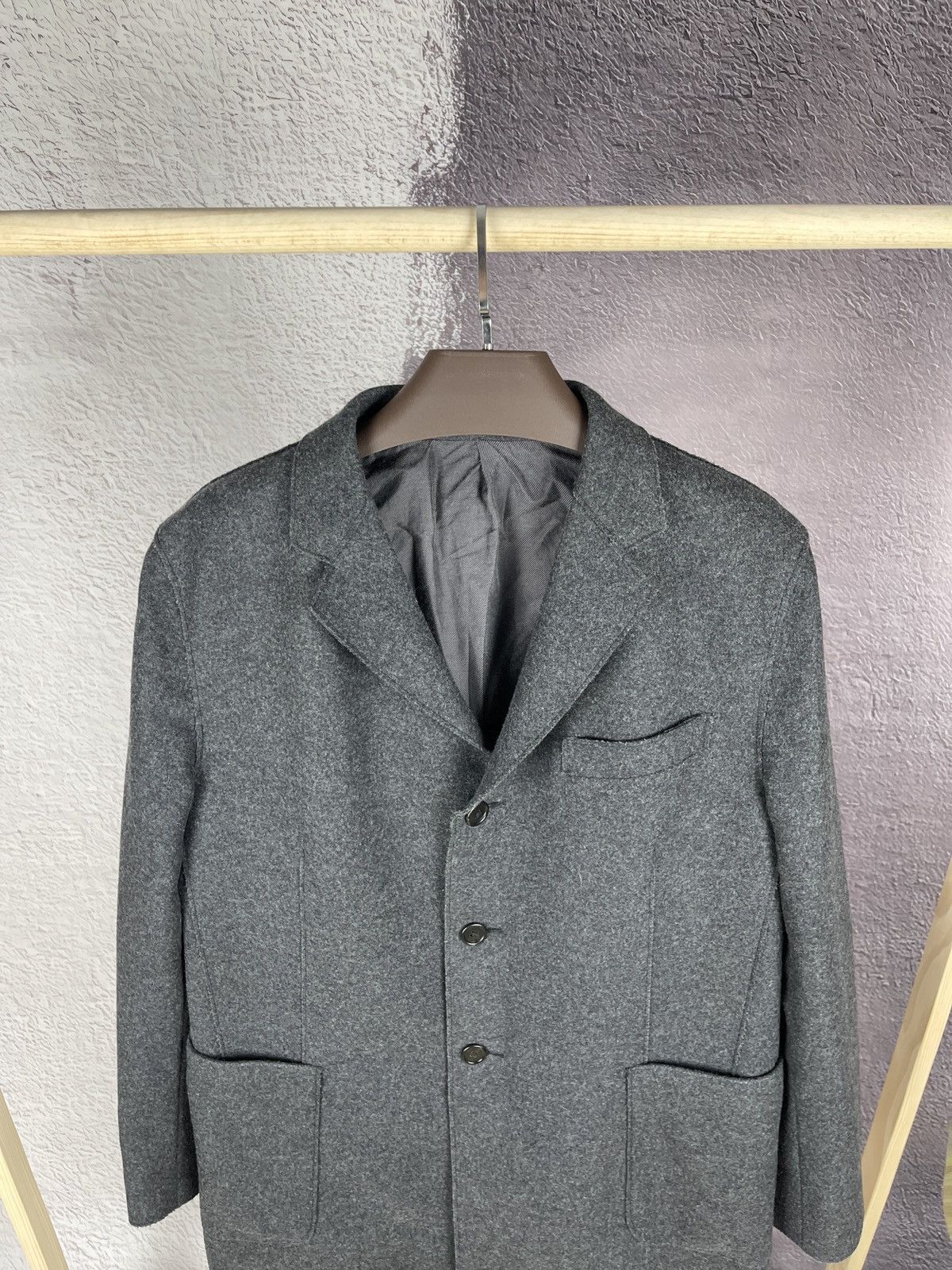 Z Zegna Z Zegna grey single breasted wool unlined trench coat logo Size US L / EU 52-54 / 3 - 3 Thumbnail